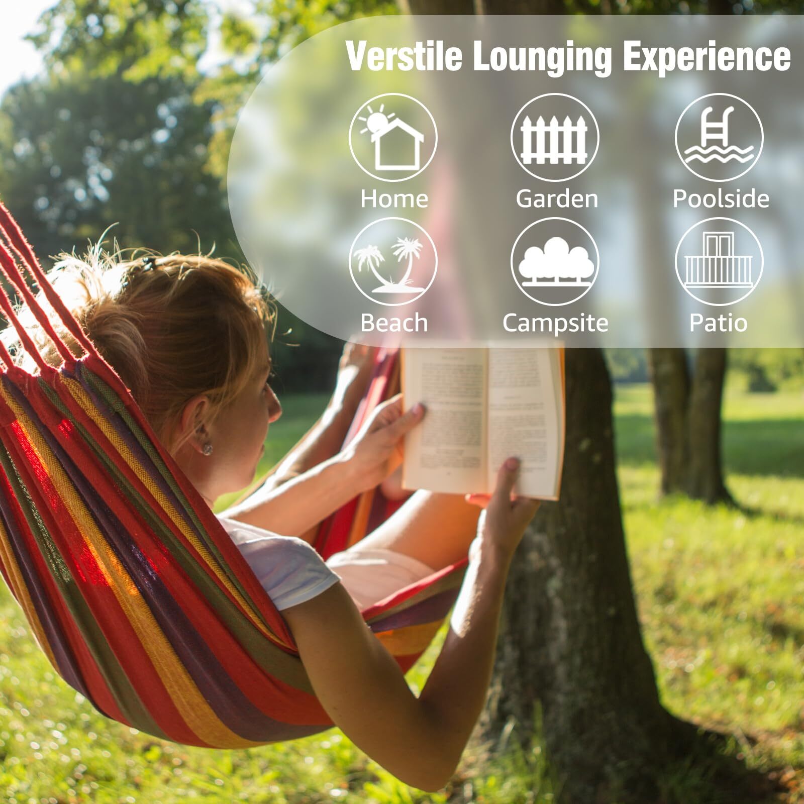 Cotton Hammock Portable Camping Hammocks for Hanging Sturdy Garden Comfortable F