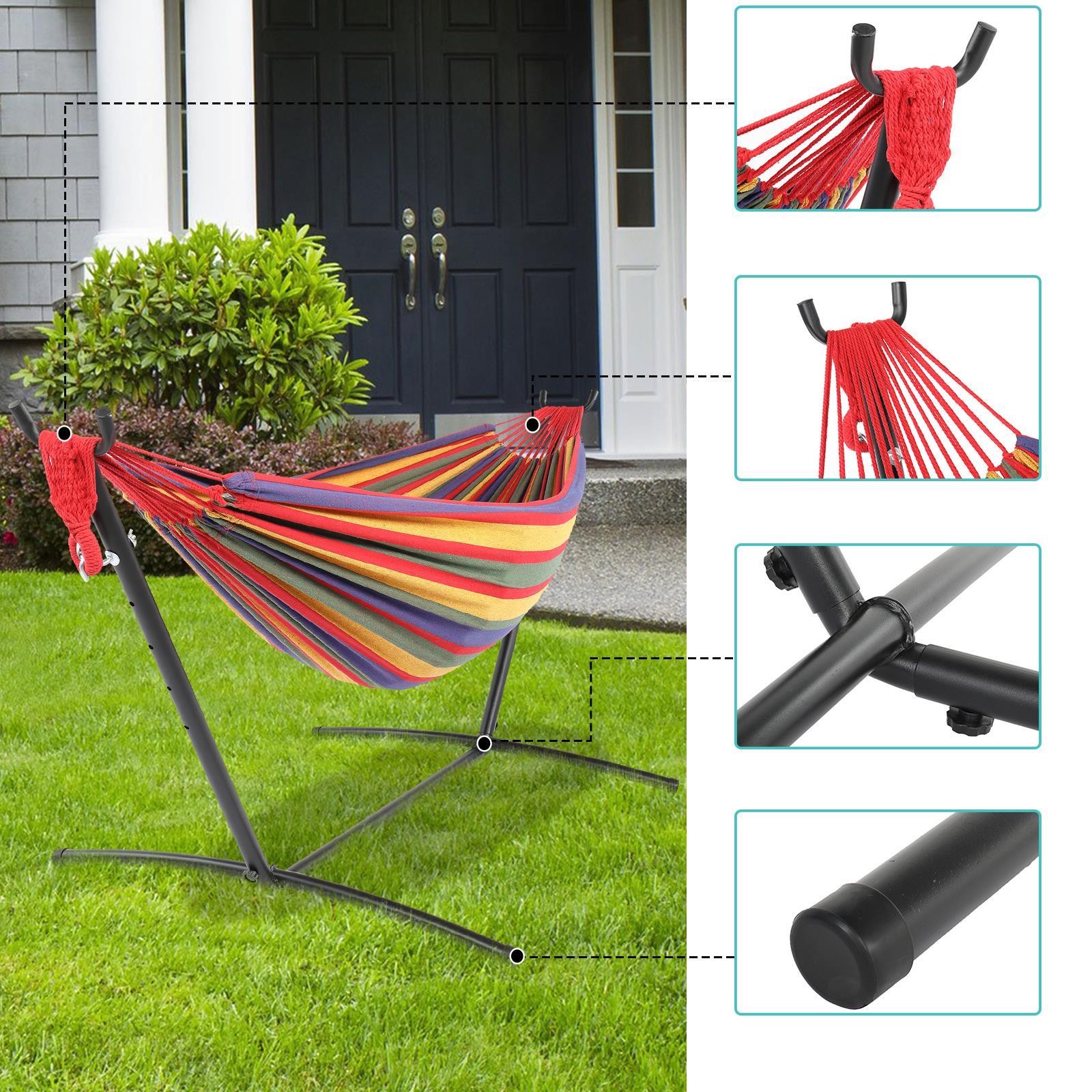 Hammock with Steel Stand Double Person Swing Bed with Carry Case Outdoor