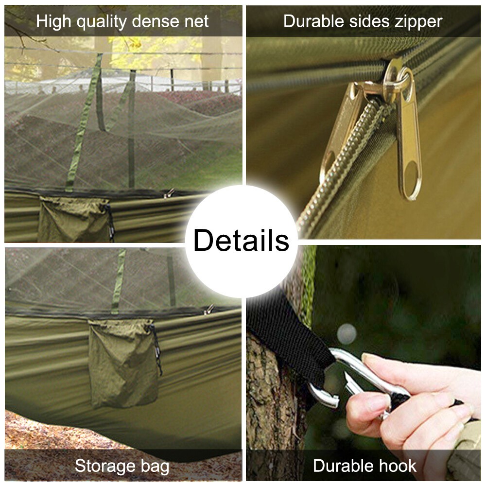 Camping Hammock Tent Mosquito Net Set 2 Person Sun Cover Rainproof Hanging Bed