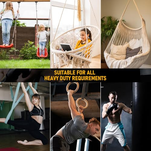Hammock Hanging Kit, 1200 lb Capacity Heavy Duty Ceiling Hooks, 360° Swivel