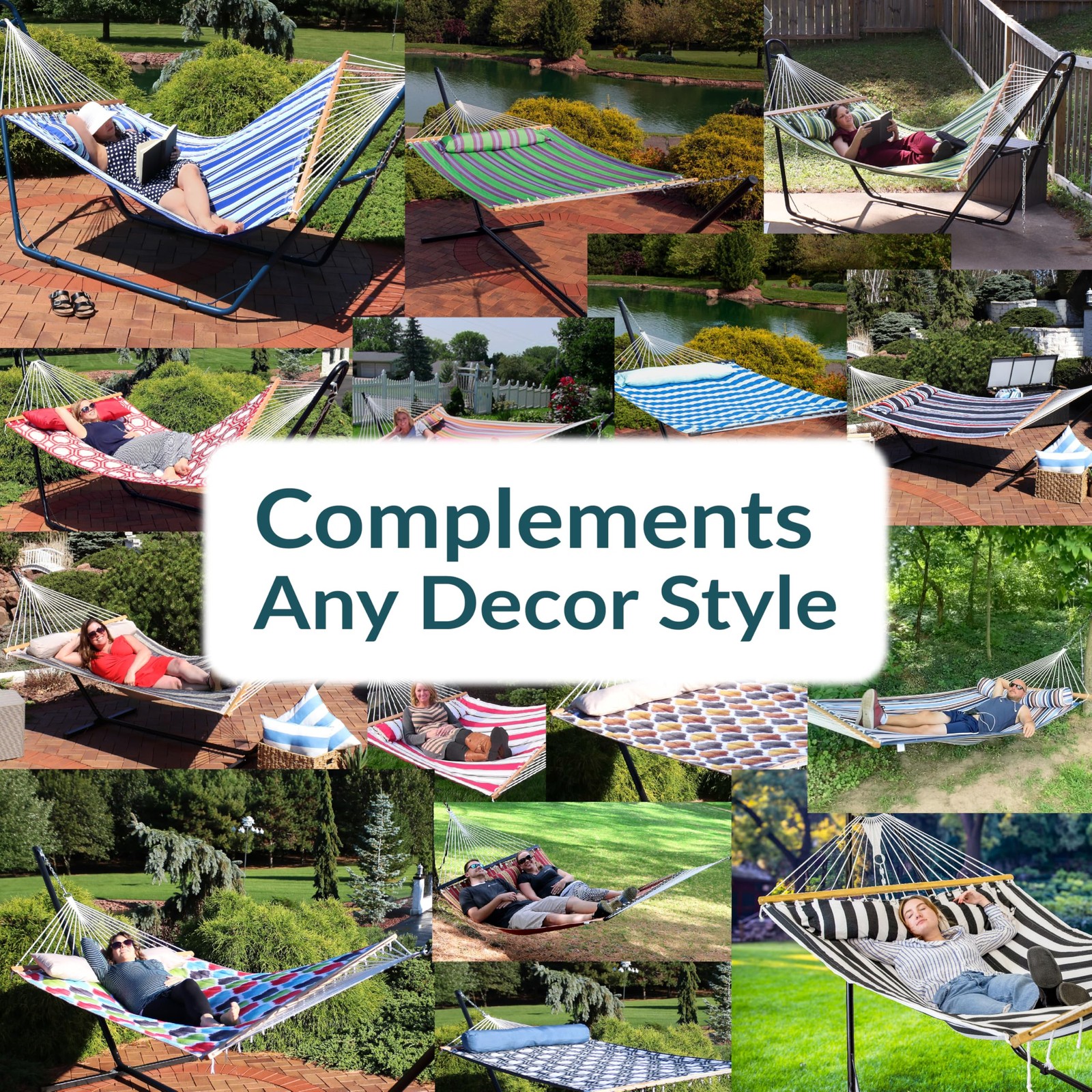 Sunnydaze Quilted Outdoor Hammock with Spreader Bars – Heavy-Duty 450-Pound