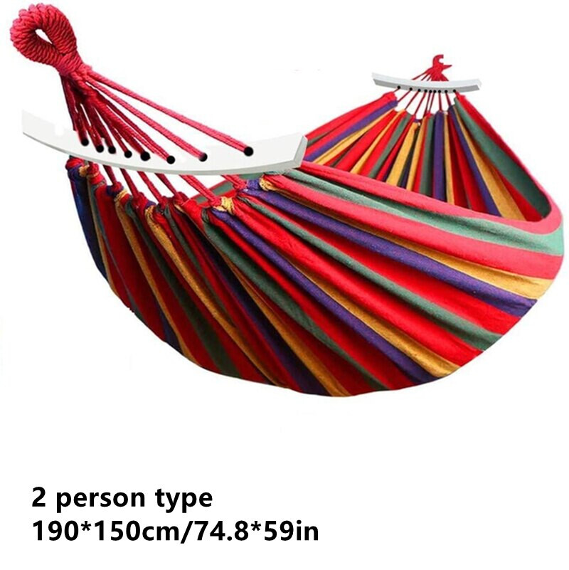 Hammock Portable Garden Sports Home Camping Swing Canvas Stripe Hang Bed Double
