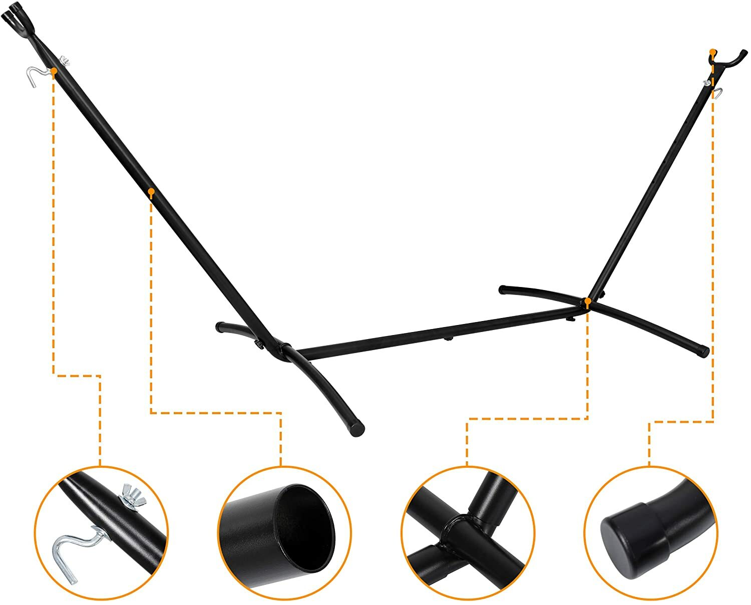 Hammock Stand Weather Resistant Metal Frame with Carrying Case 450LBS Capacity