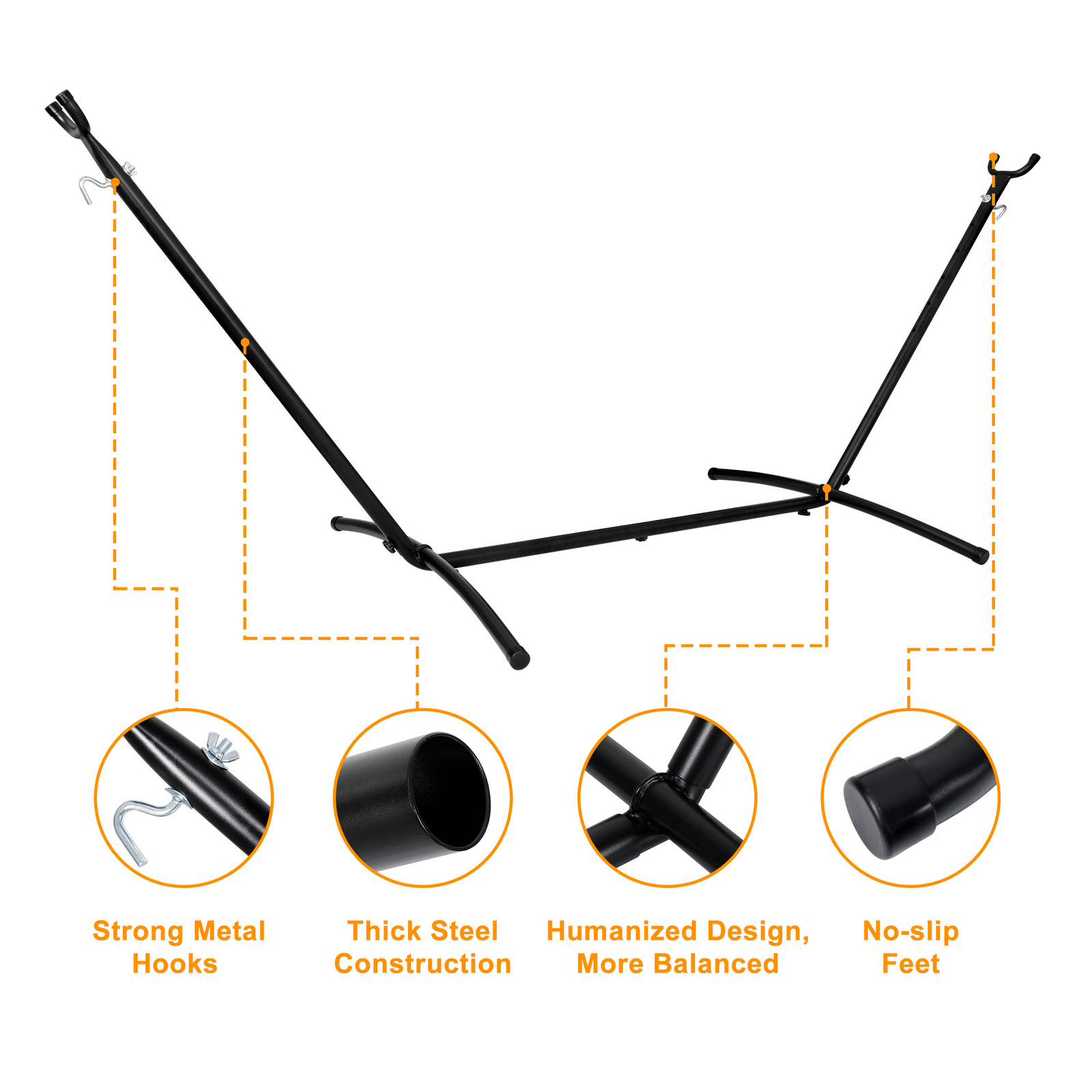 Portable Hammock Stand Metal Frame for Outdoor Hammock Use 450lbs Capacity