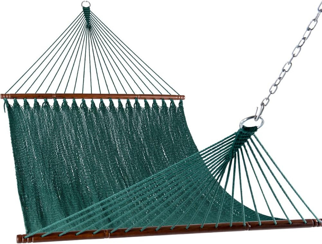 Spacious 10.5FT Green Double Caribbean Rope Hammock for 2 – 450LBS Capacity