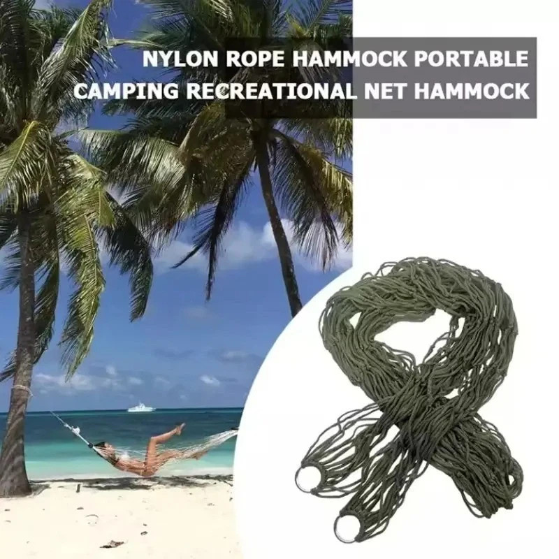 Nylon Rope Hammock Outdoor Sleeping Net Bed Portable Camping Garden Beach Yard