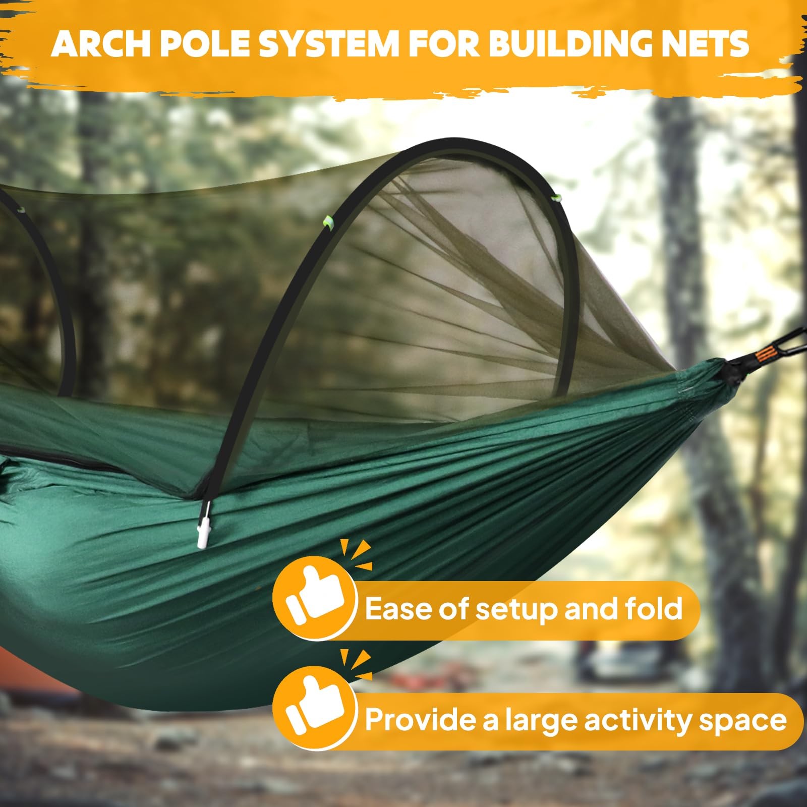 Ultra-Light Travel Camping Hammock Pop-up Net Hammock 660lbs Load Capacity,Br…