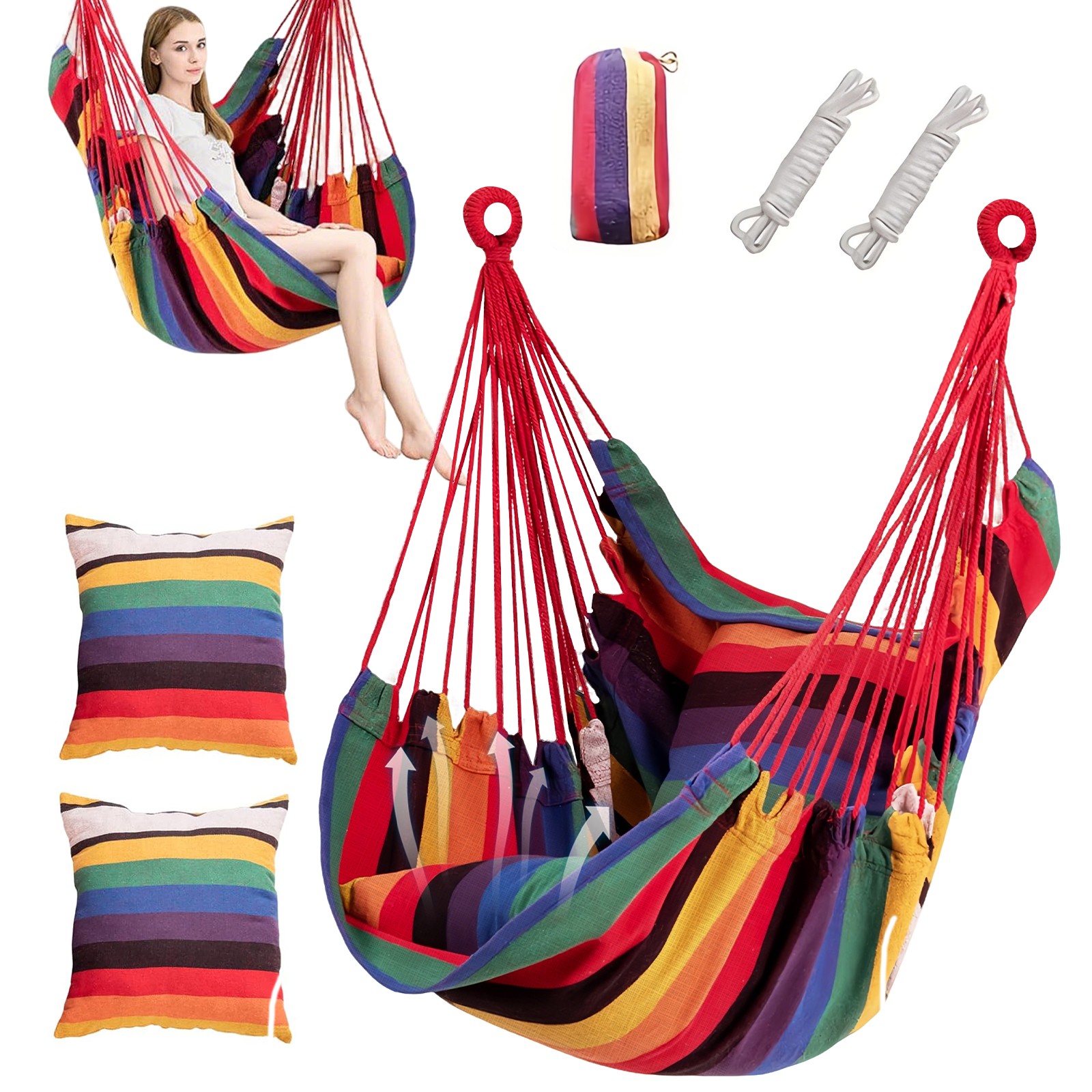 Hanging Hammock Swing Chair Chair for Outdoor & Indoor & Camping Holds 330 Lbs