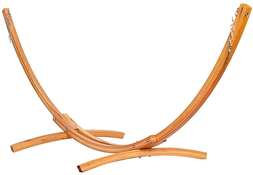 10 Feet Russian Pine Hardwood Arc Frame Hammock Stand with Hooks and Chains