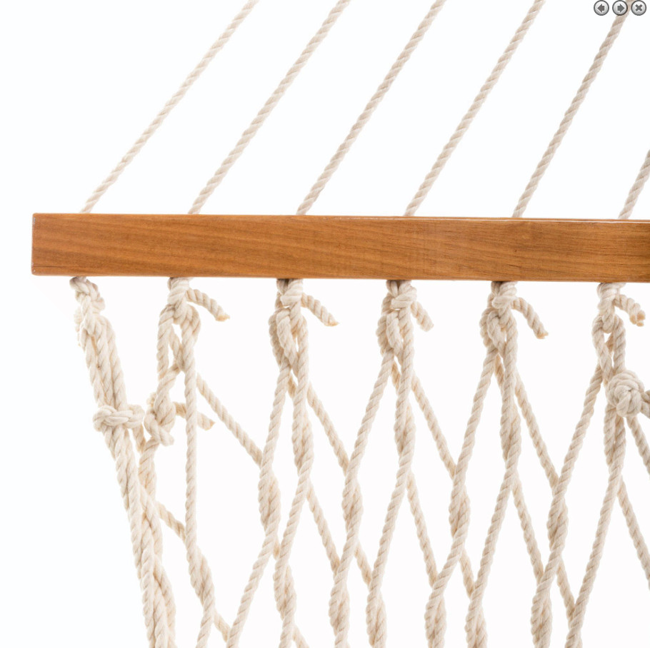 Pawleys Island Cotton Rope Hammock 13ft 450lb Oak Spreader USA Made