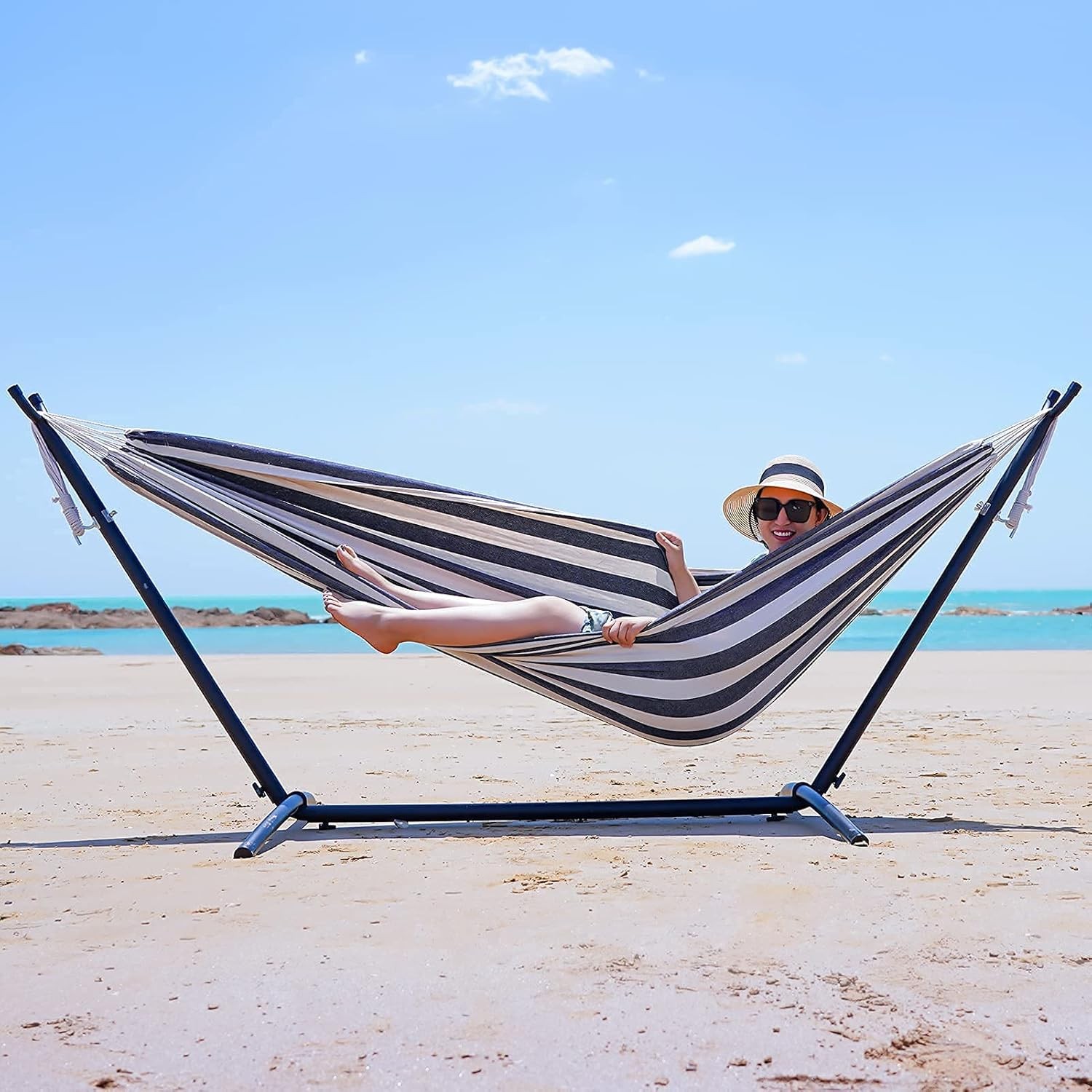 Double Hammock with Tree Straps – 2 Persons Hammock Portable Hanging Camping Bed