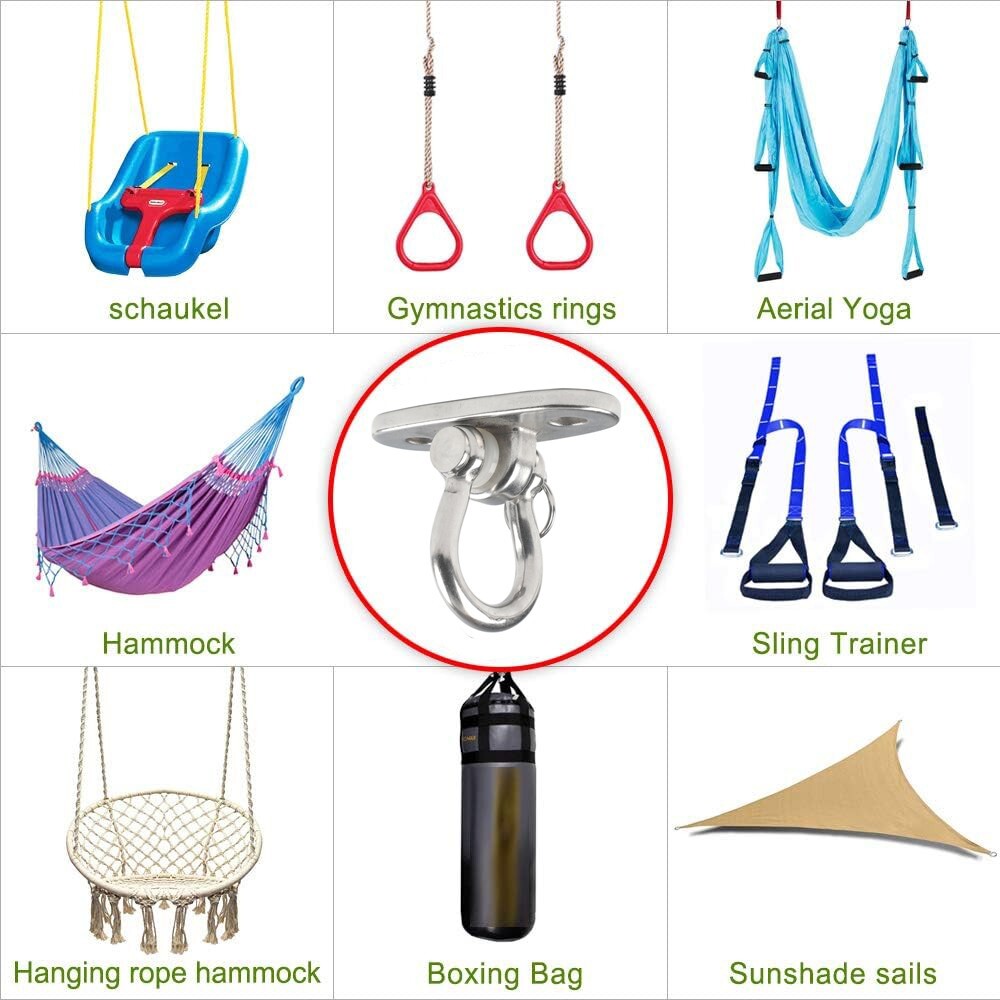 1Set Stainless Steel Swing Hanger Swing Suspension Hook for Hammock Yoga Gym