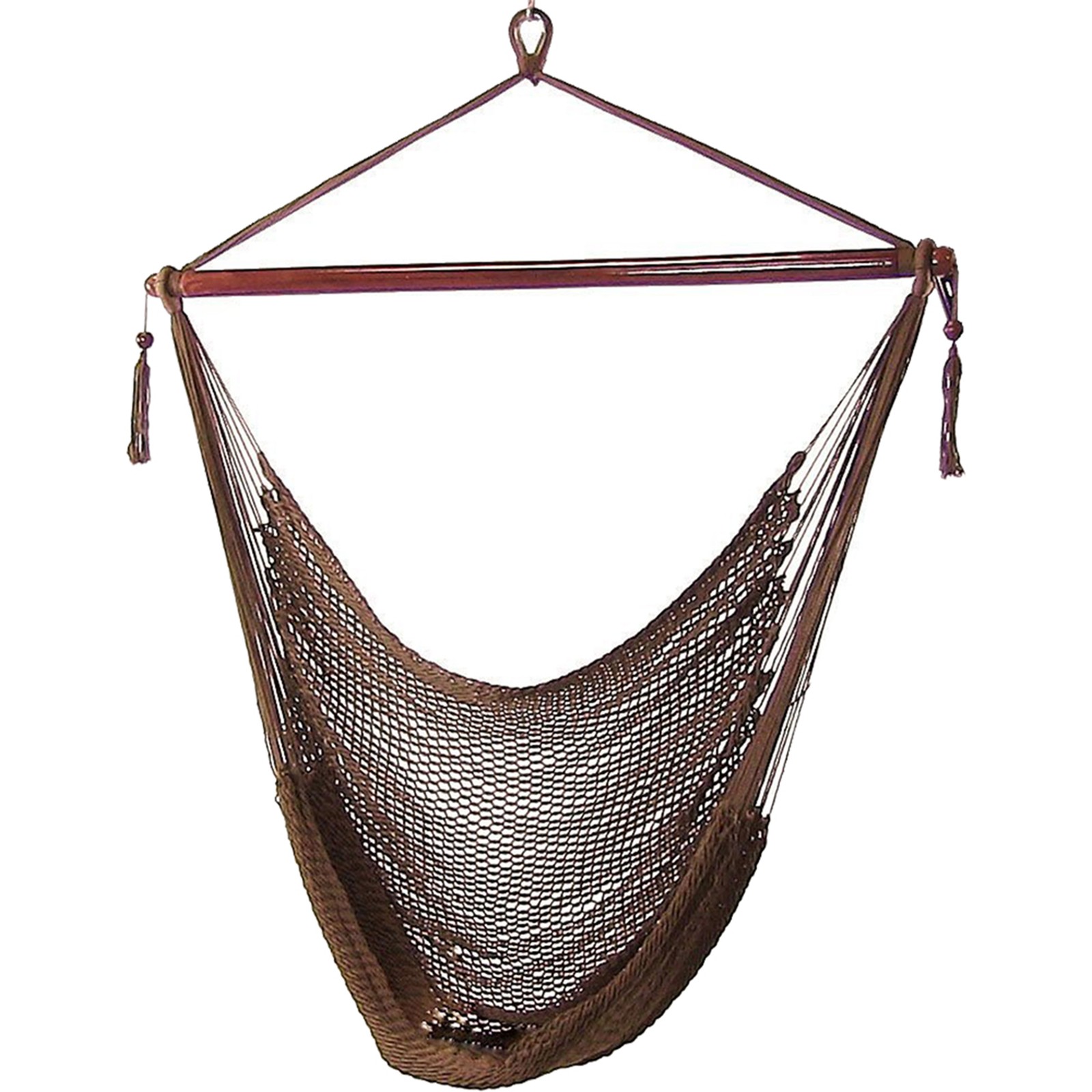 Extra Large Polyester Rope Hammock Chair and Spreader Bar – Mocha by Sunnydaze