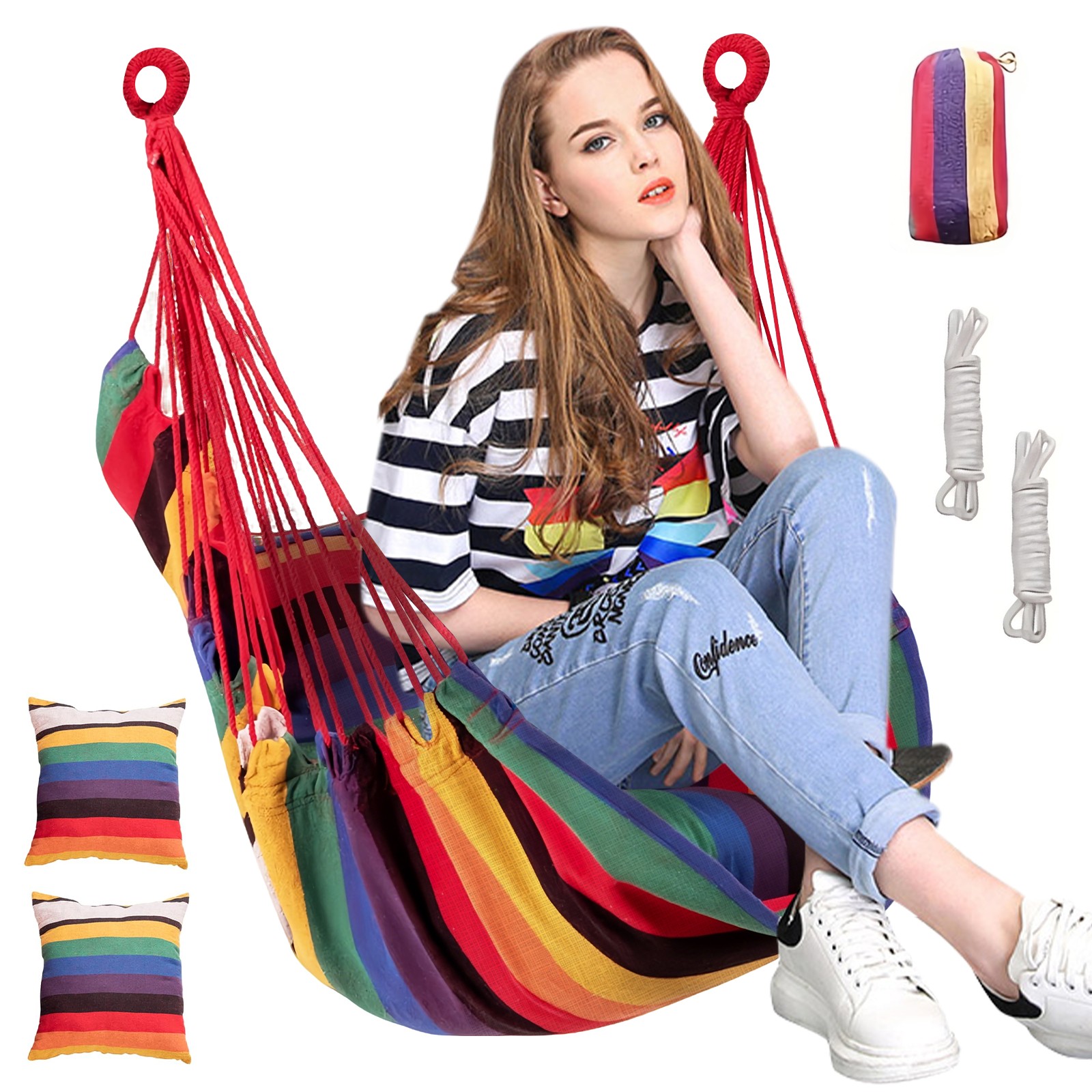 Hanging Hammock Swing Chair Chair for Outdoor & Indoor & Camping Holds 330 Lbs