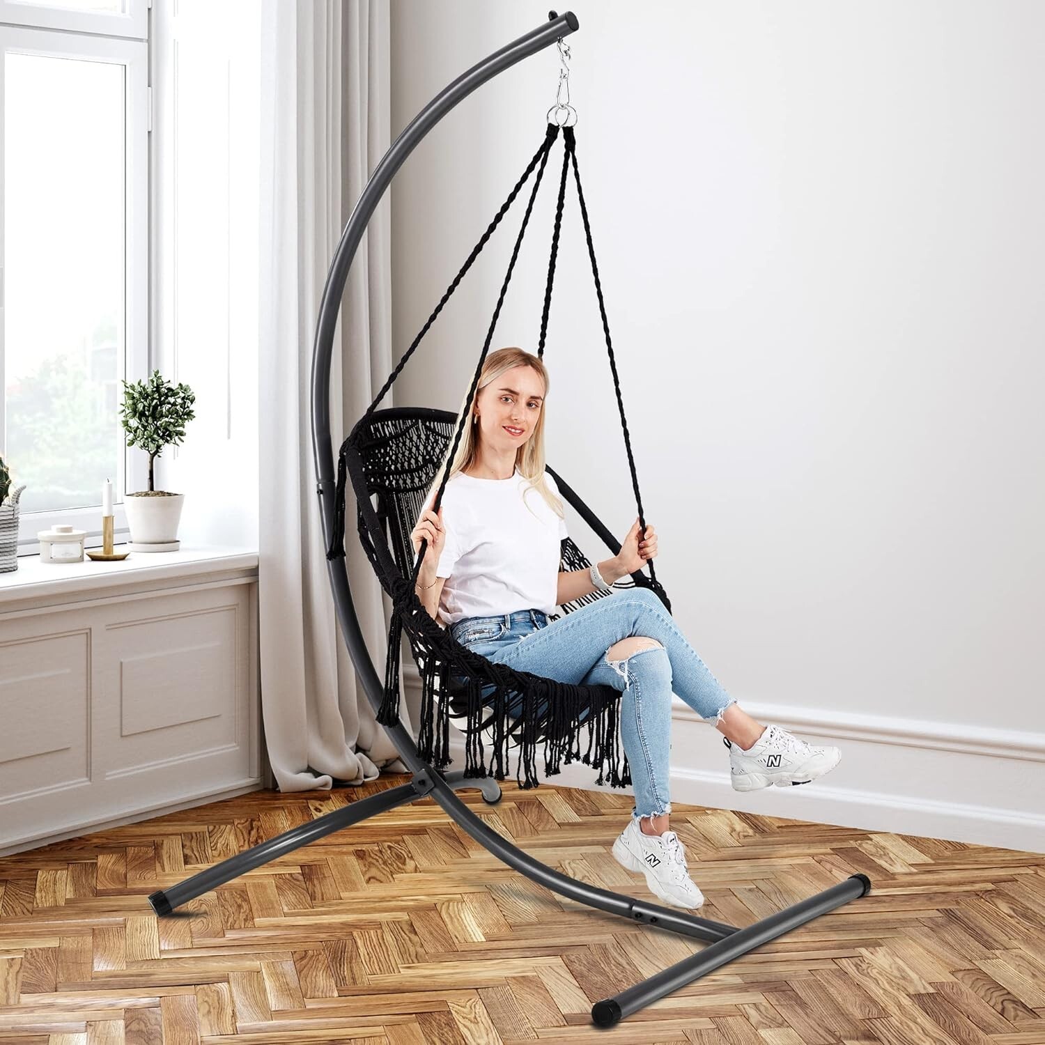 CMT Hammock Chair Stands Hanging Hammock Stands,C Stand for Swing Chair Heavy Du
