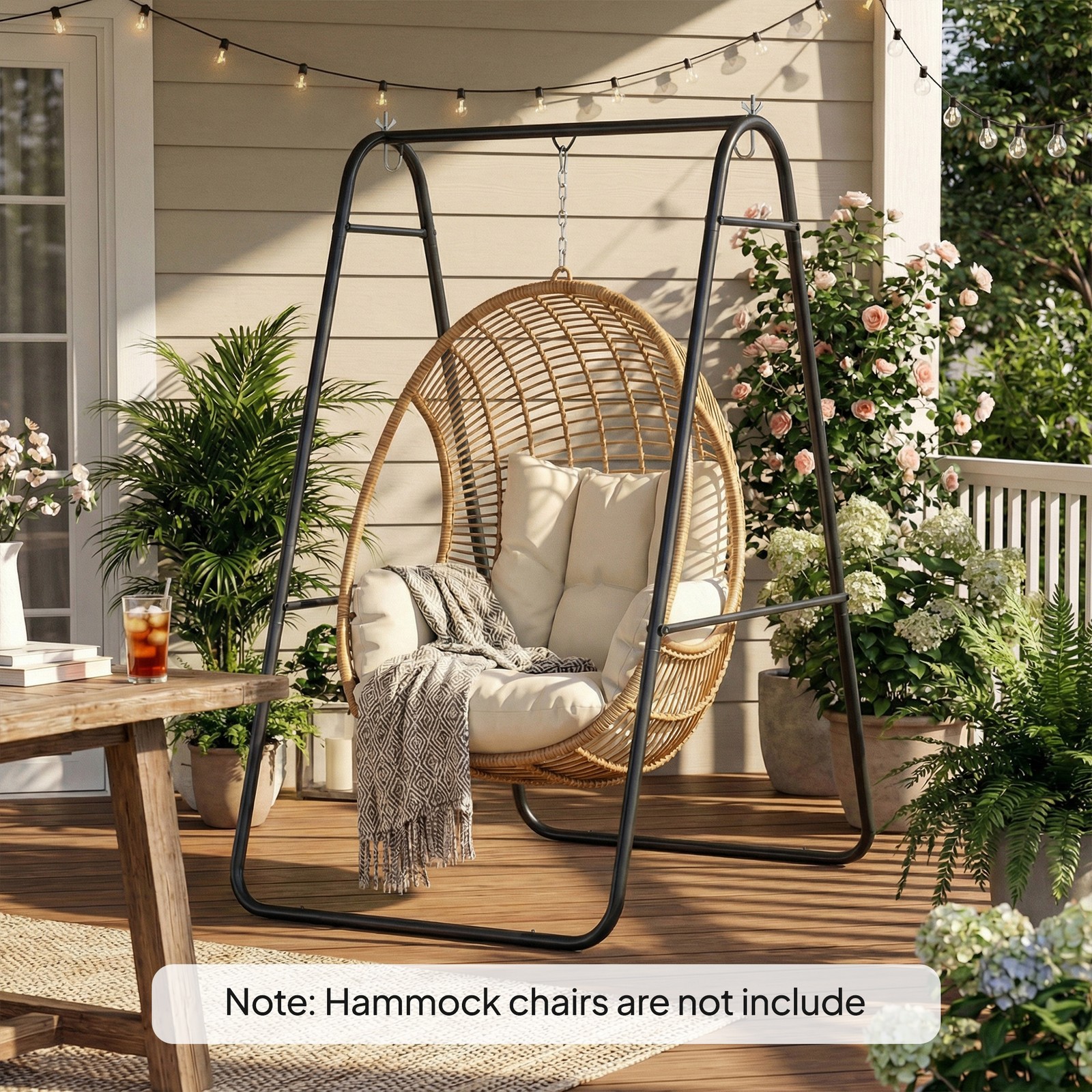 Hammock Chair Stand, Hanging Chair Stand Only, 330 LBS, Black