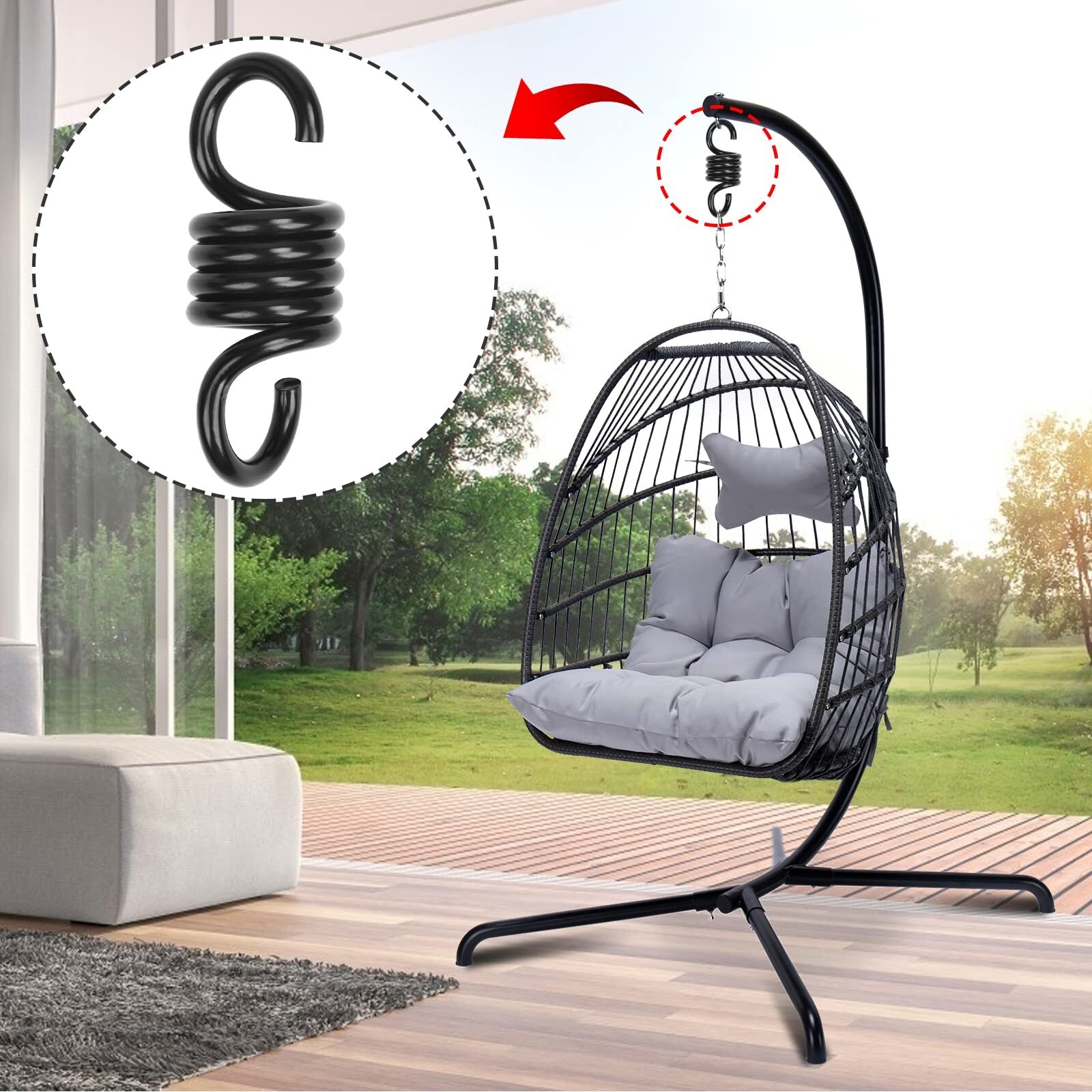Hammock Spring Swing Hammoch Springs for Hanging Porch Chair 550lbs Weight Ca…