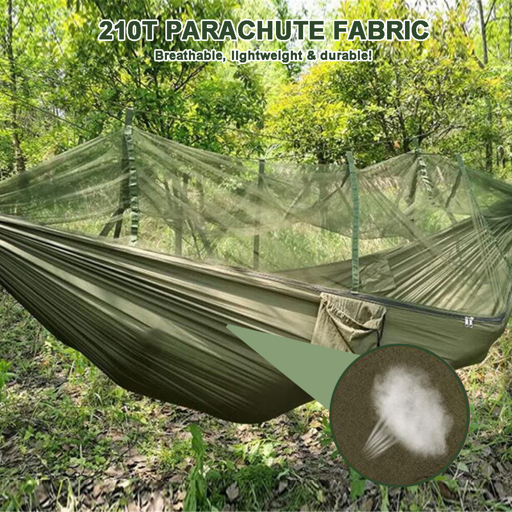 2 Person Outdoor Camping Hammock With Mosquito Net Portable Nylon Hanging Bed