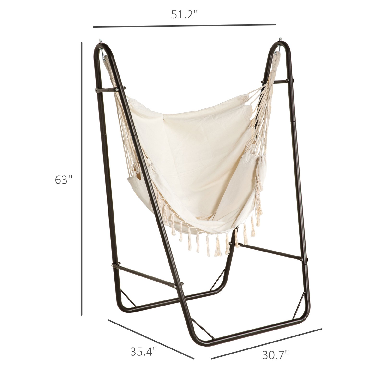 Outsunny Hammock Chair w/ Metal Stand, Hammock Swing w/ Side Pocket