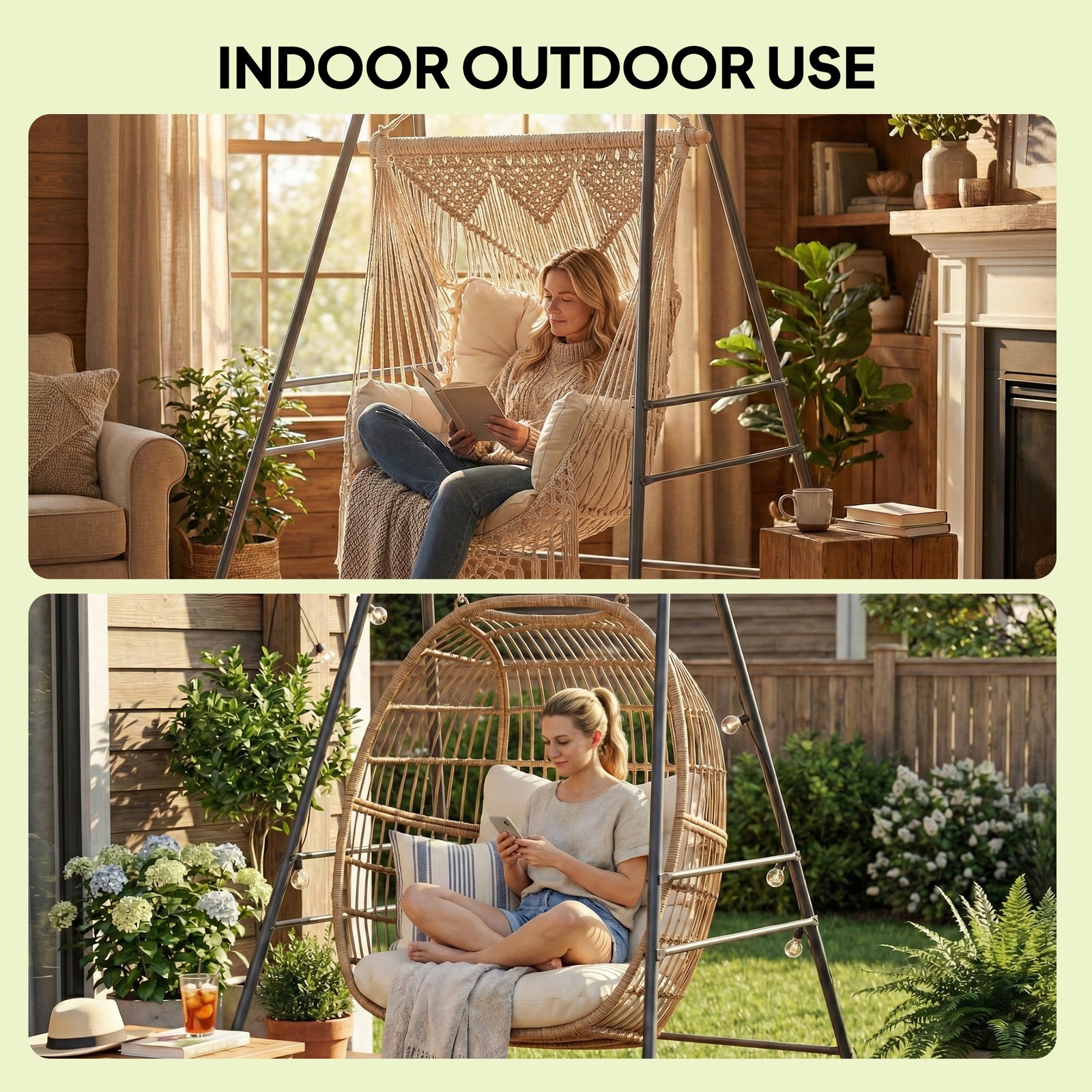 Hammock Chair Stand, Heavy Duty Hanging Swing Chair, Gray
