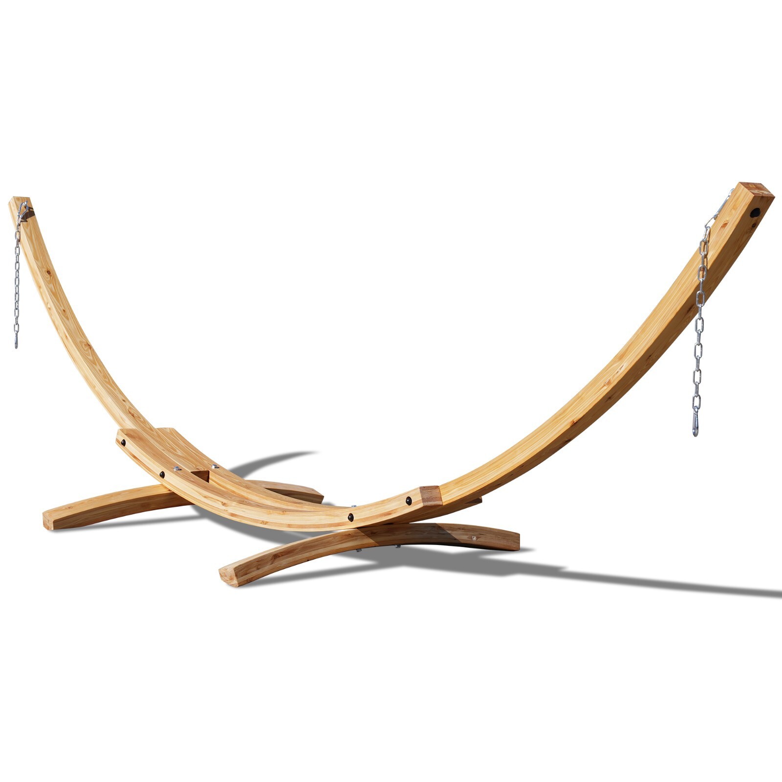 13 Feet Russian Pine Hardwood Arc Frame Hammock Stand with Hooks and Chains