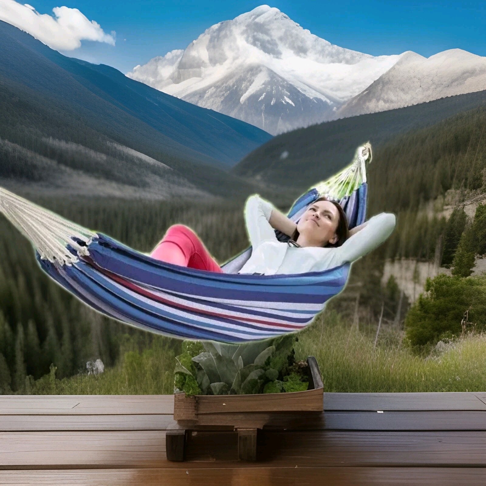Bliss Hammocks Cotton-Polyester Multi Color Hammock in a Bag, 1 Person Weighing