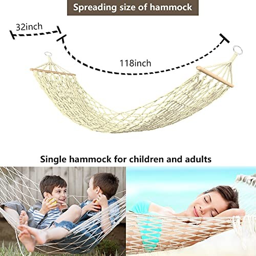 Cotton Rope Hammocks with Wood Spreader,Traditional Hand Woven Children