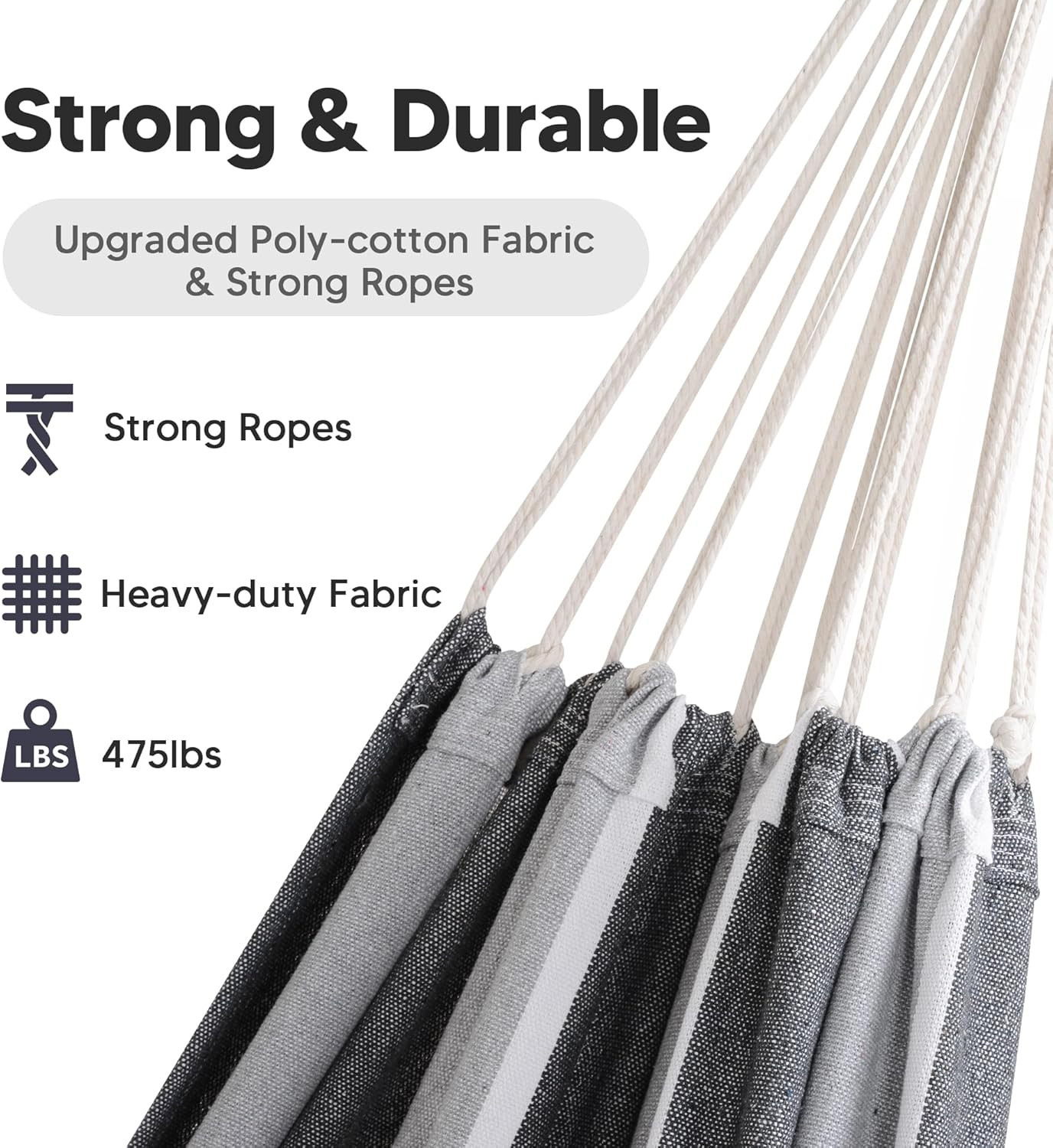 Hammocks for Outside, Portable Heavy Duty Tree Hammock, Dark Gray & Light Gray