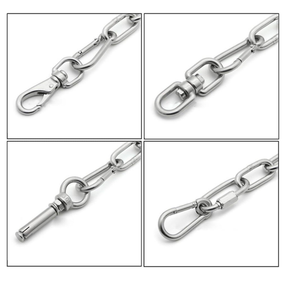 Stainless Steel Swivel Ring Double Ended Eye Hook Shackle Connector For Hanging