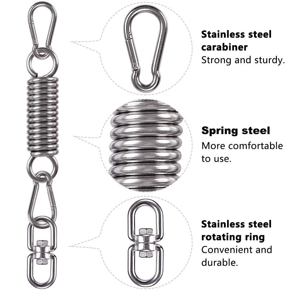 Hammock Chair Hanging Kit Swing Spring Hardware, Heavy Duty Suspension Swivel…