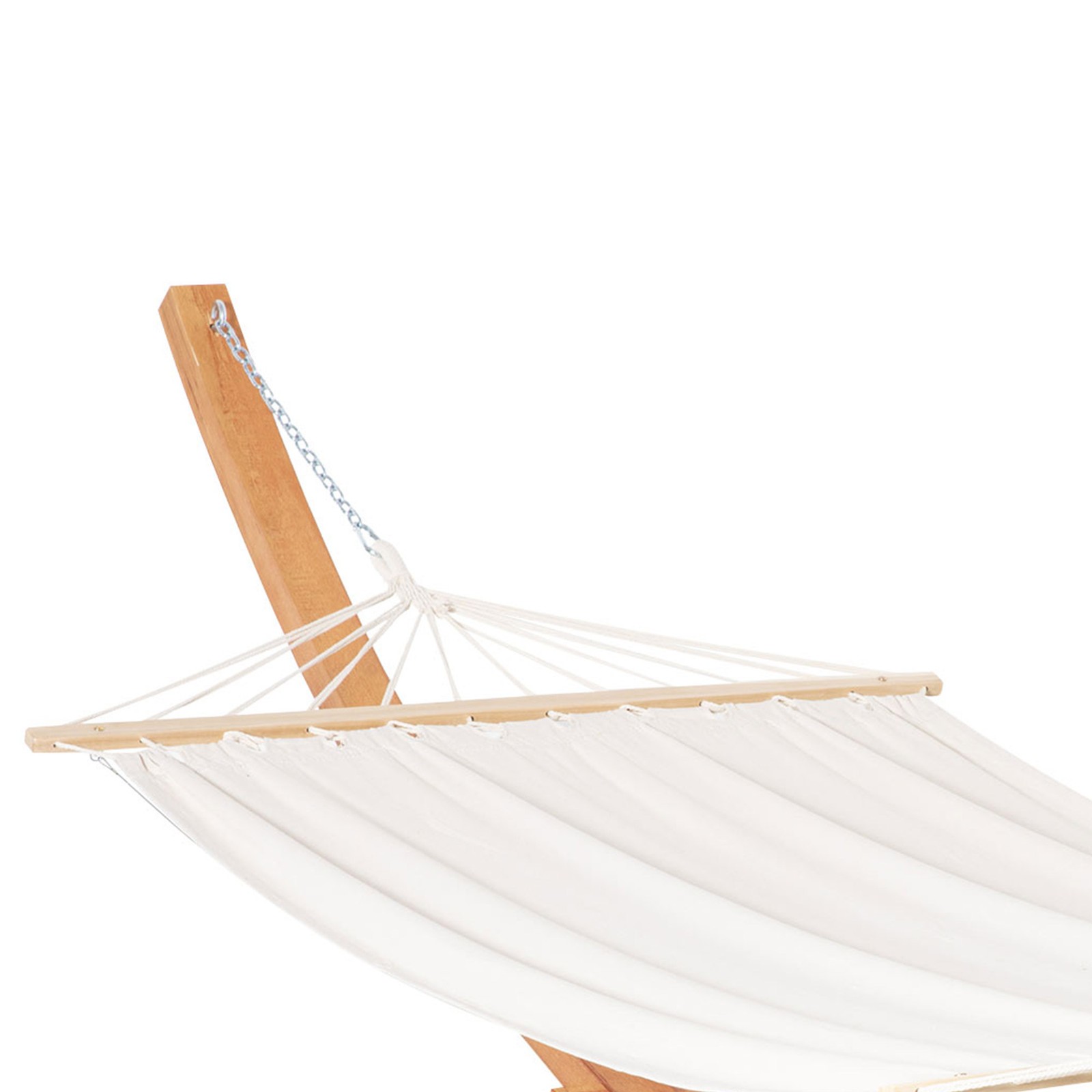 13′ Hammock with Wood Stand for Indoor or Outdoor, Cotton, White