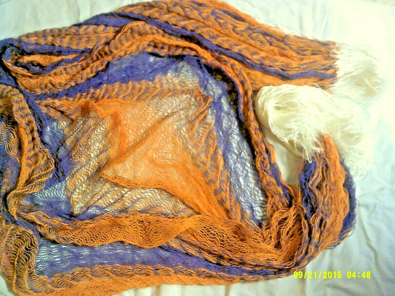 Purple / Gold Woven Hanging Hammock Colored Section 88″ White Section 36″