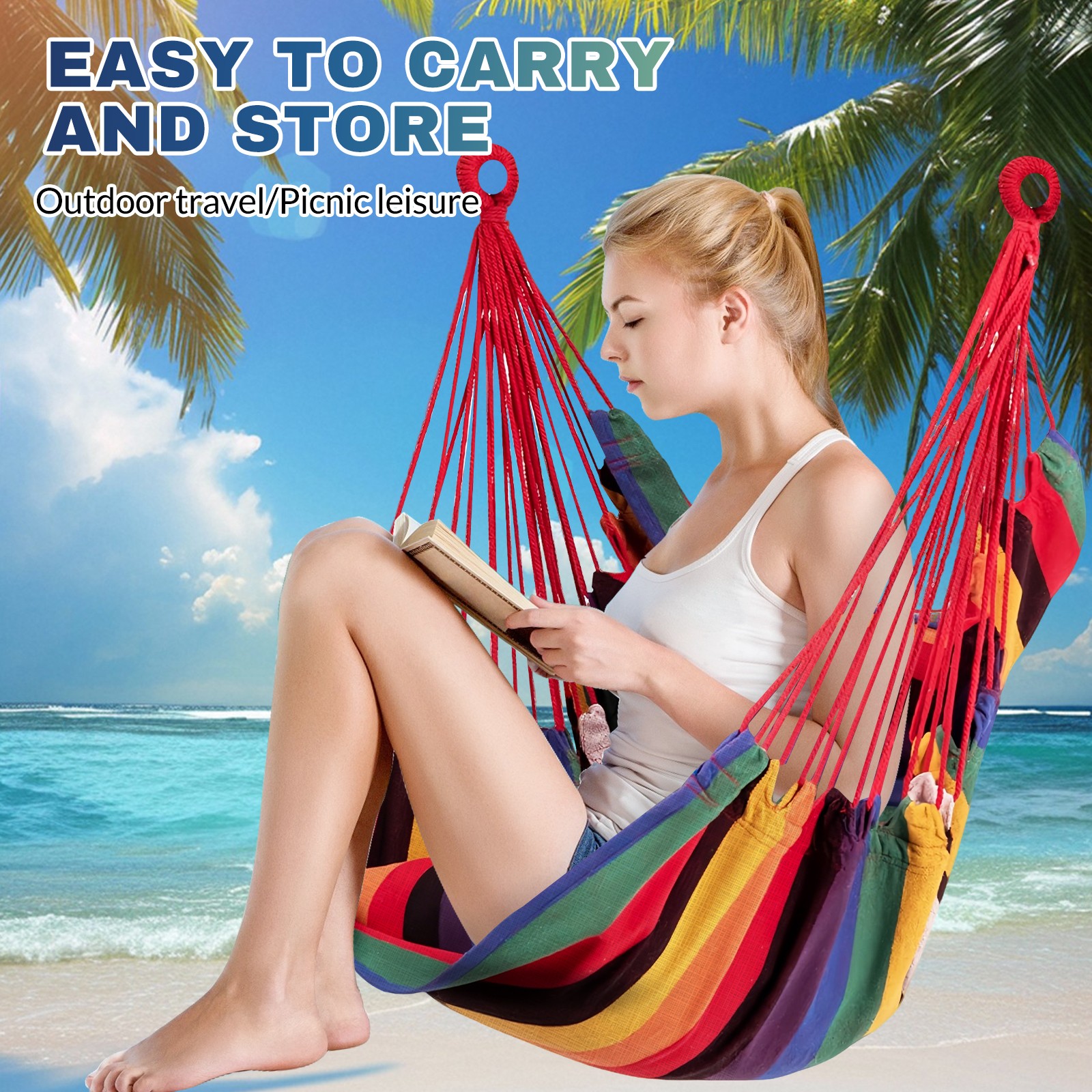 Hanging Hammock Swing Chair Chair for Outdoor & Indoor & Camping Holds 330 Lbs