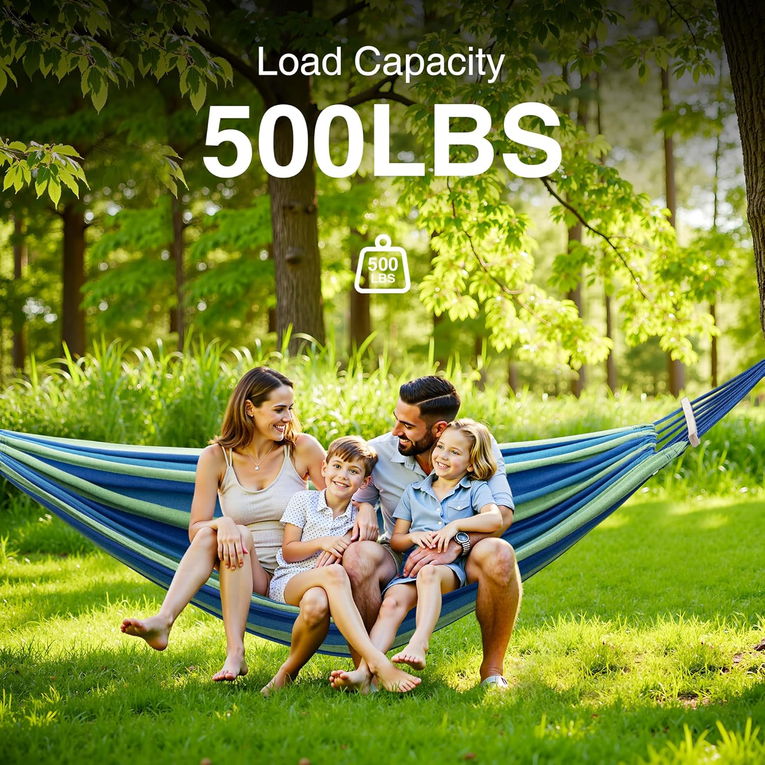 Double Hammock with Stand, 2 Person Hammock with Anti-Rollover Spreader Bar, Adj