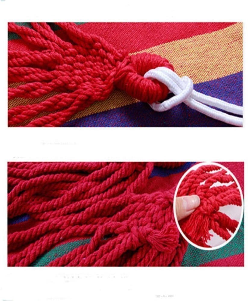 WoneNice Outdoor Double 2 Person Cotton Striped Red Hammock & Bag -NO ROPES