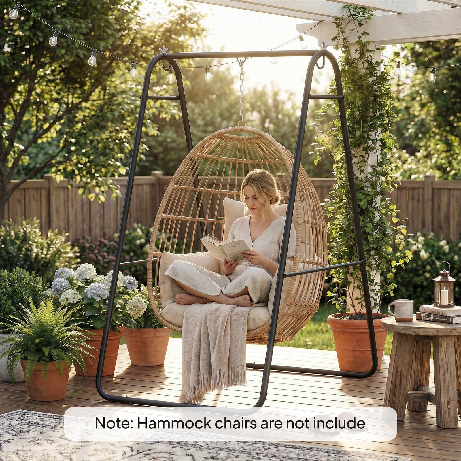 Hammock Chair Stand, Hanging Chair Stand Only, 330 LBS, Black