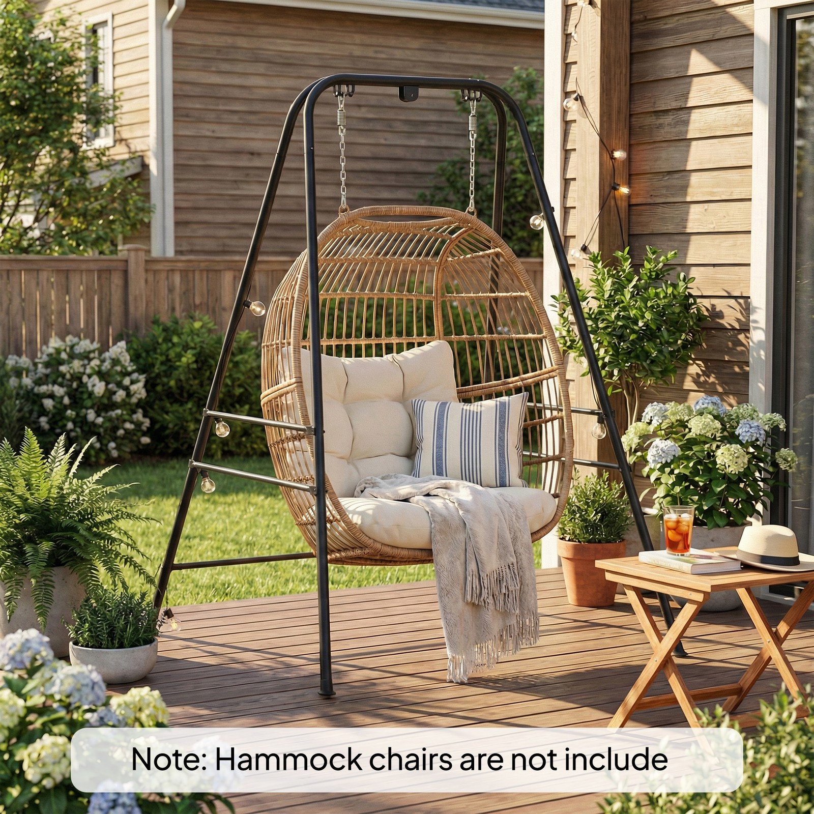 Hammock Chair Stand, Heavy Duty Hanging Swing Chair, Black