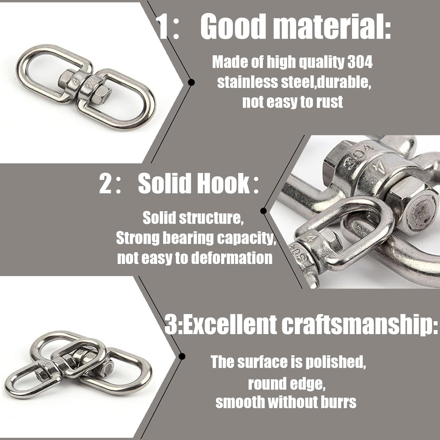 Stainless Steel Swivel Ring Double Ended Eye Hook Shackle Connector For Hanging