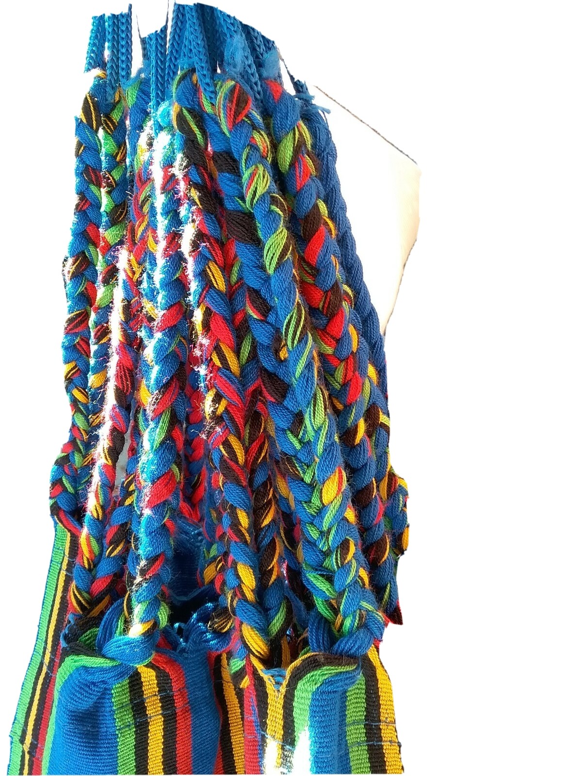 RORYTZX Hammock multicolor woven with fringe outdoor indoor blue red yellow exc