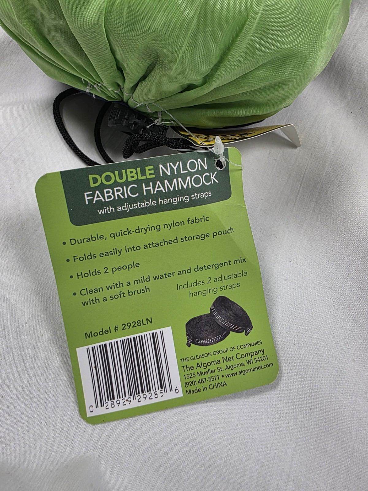 Algoma GO2Traveler 2928LN Double Nylon Hammock w Adjustable Hanging Straps