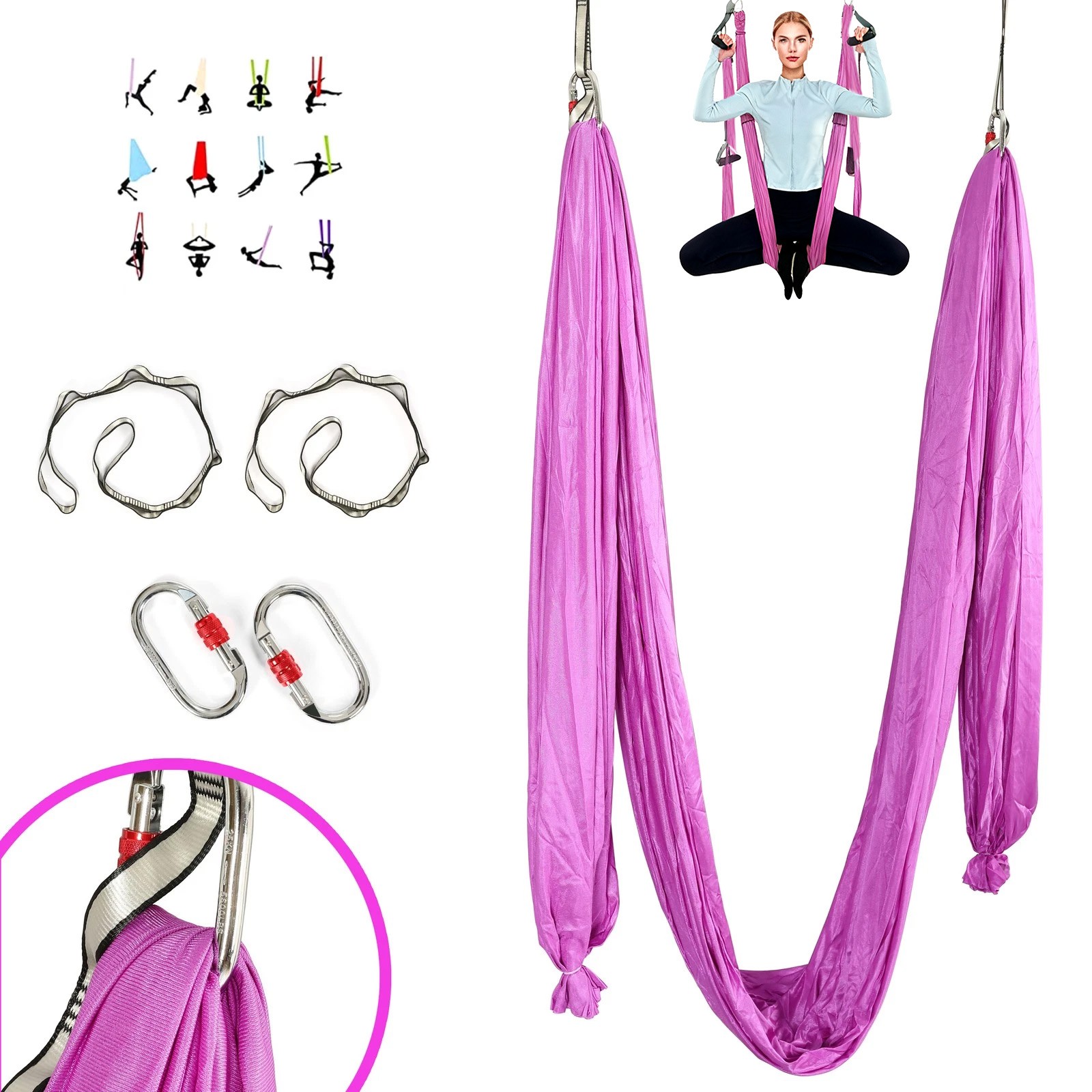 20FT Home Aerial Yoga Swing Nylon Hammock For Gymnastics Strength Training
