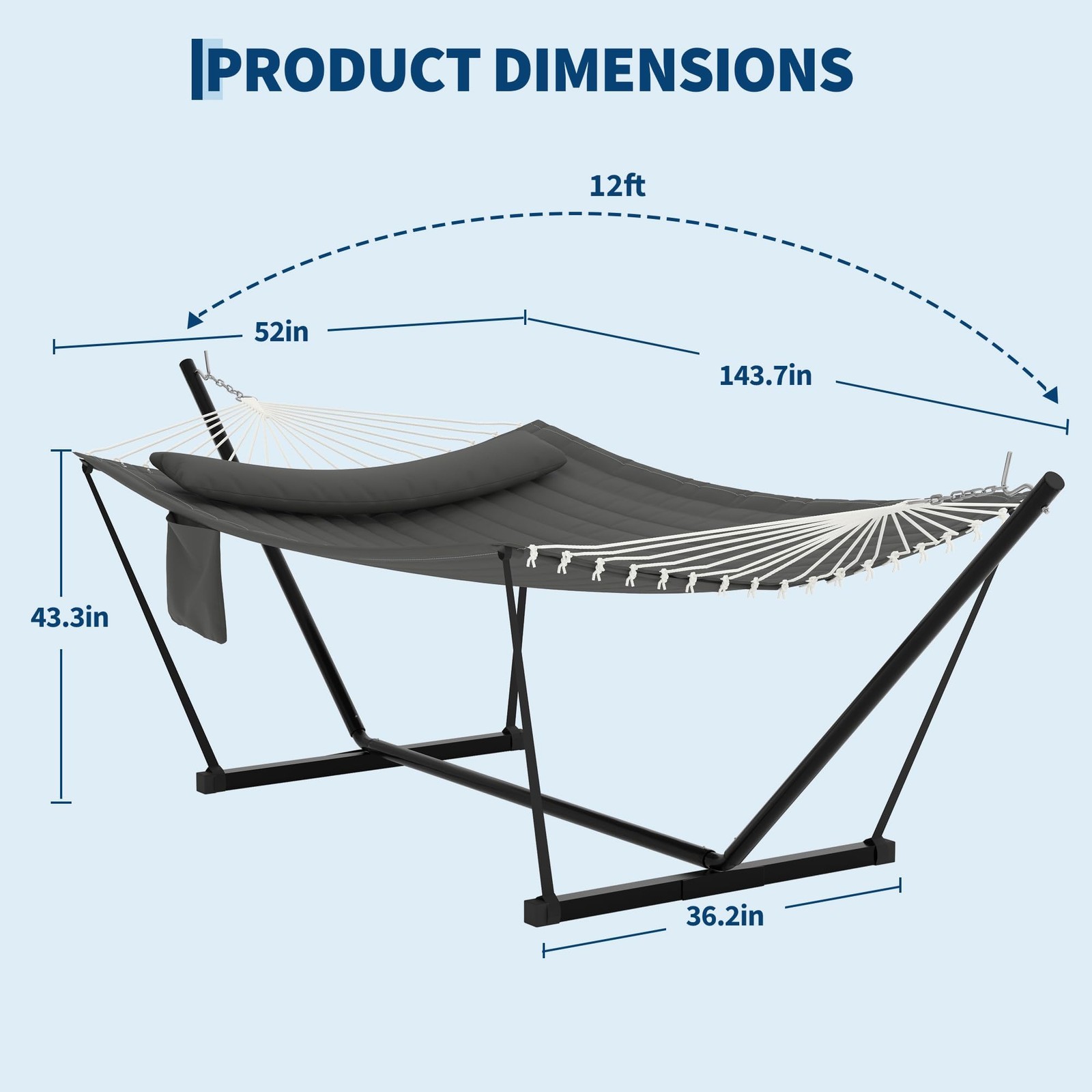 Heavy Duty Outdoor Hammock w/Balance Rope & Stand 450 LBS Large Hammock for Yard