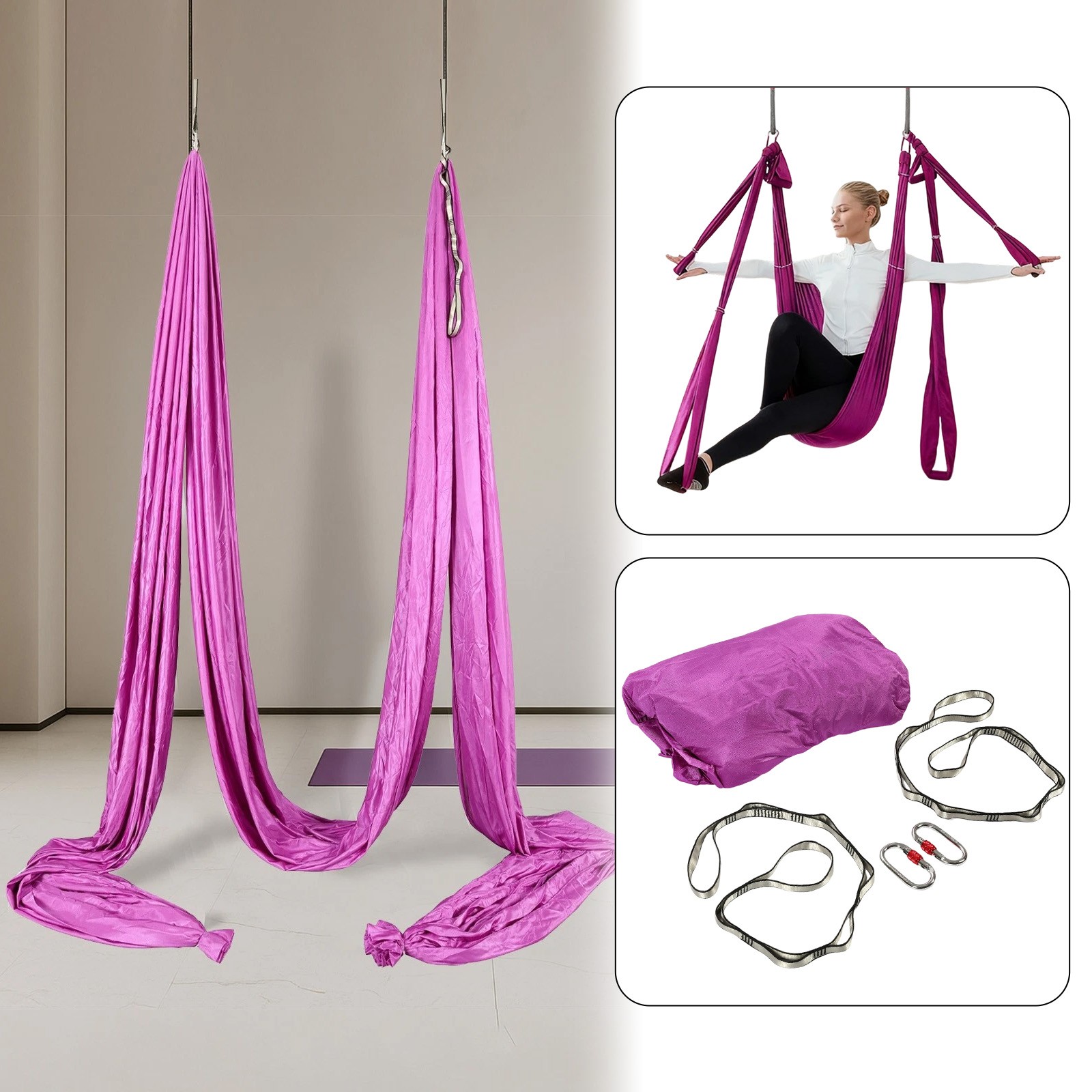 Aerial Yoga Swing Kit 39FT For Home Gymnastics Acrobatic Flying w/ Hardware