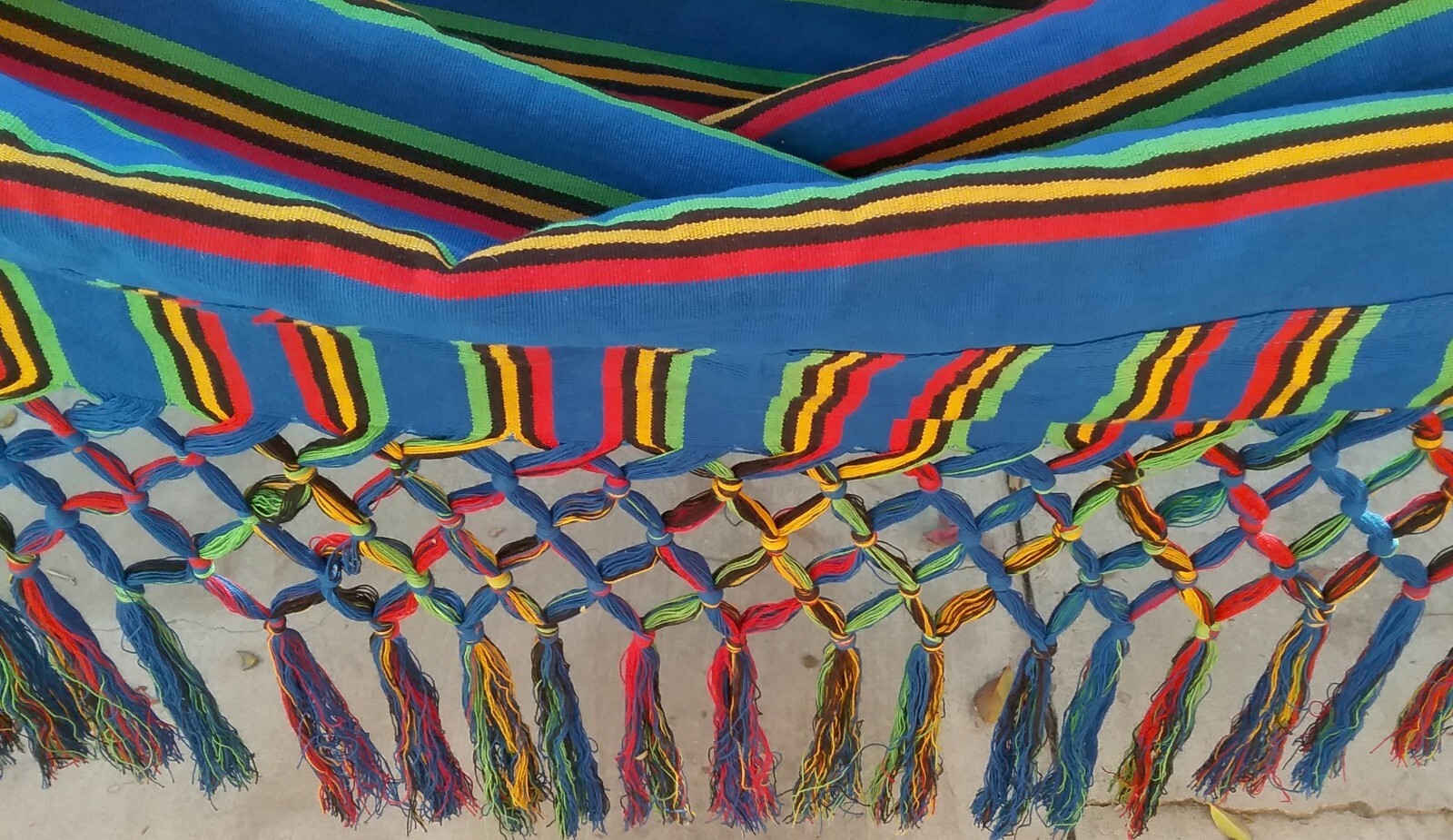 RORYTZX Hammock multicolor woven with fringe outdoor indoor blue red yellow exc