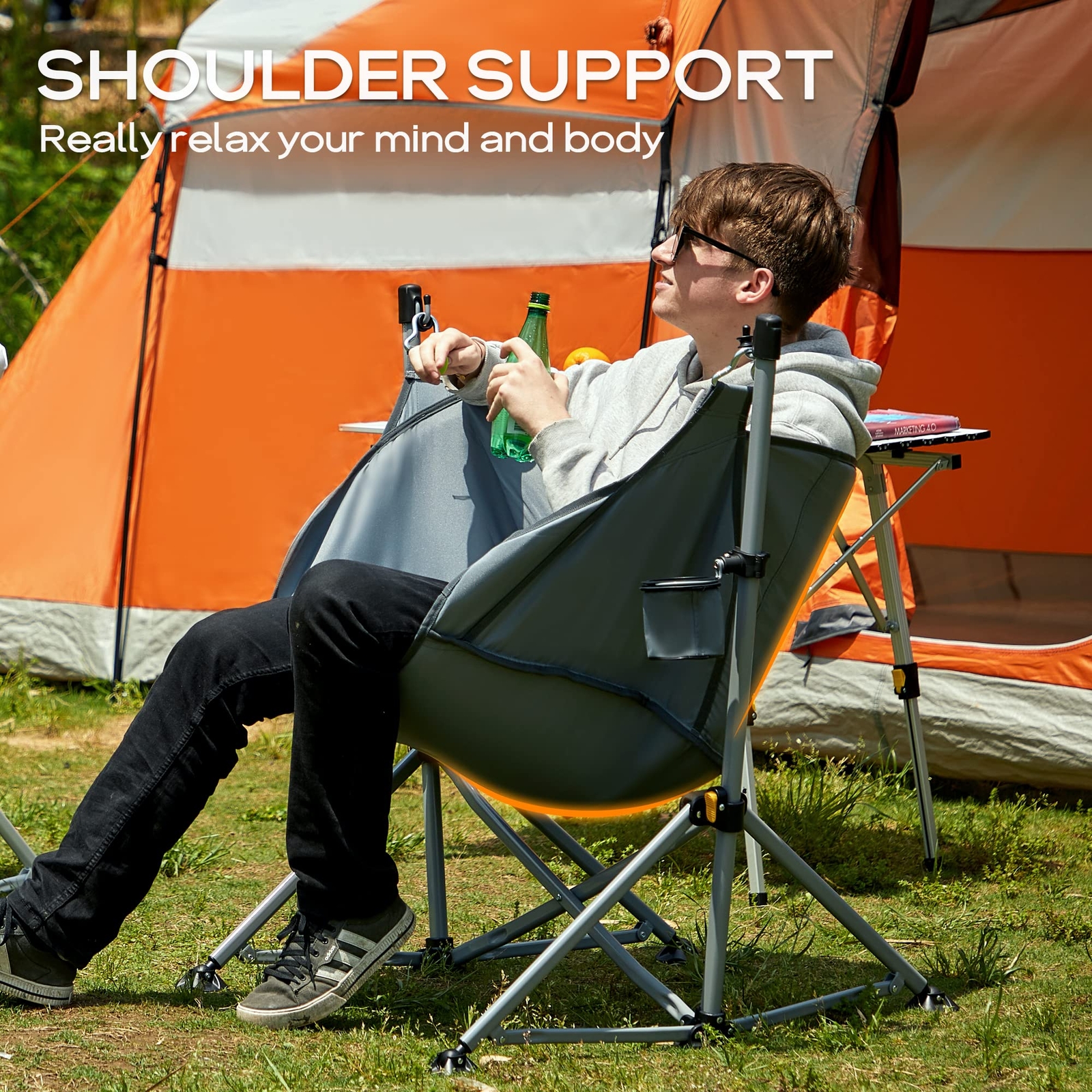 Large Hammock Camping Chair Folding Rocking Chairs Portable Swinging Chair Wide