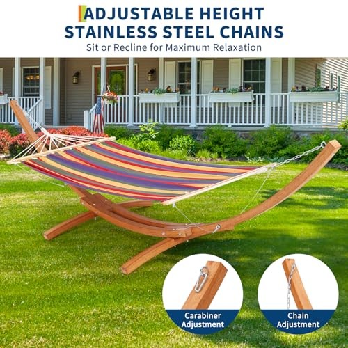 Wood Hammock Stand Only, Max 475 LBS, Heavy Duty Weatherproof Wood Hammock