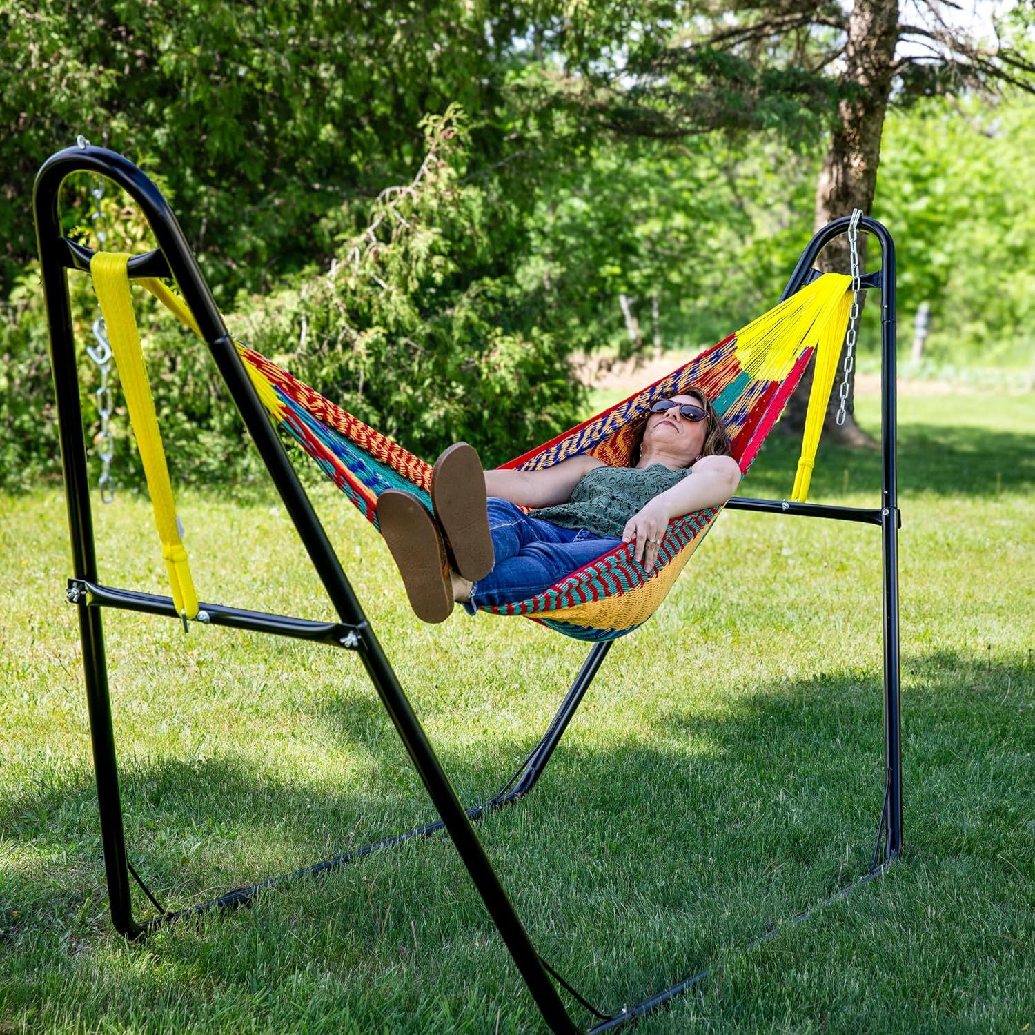 XXL Handwoven Mayan Double Hammock – 625 lb Capacity – Multicolor Outdoor Relaxa