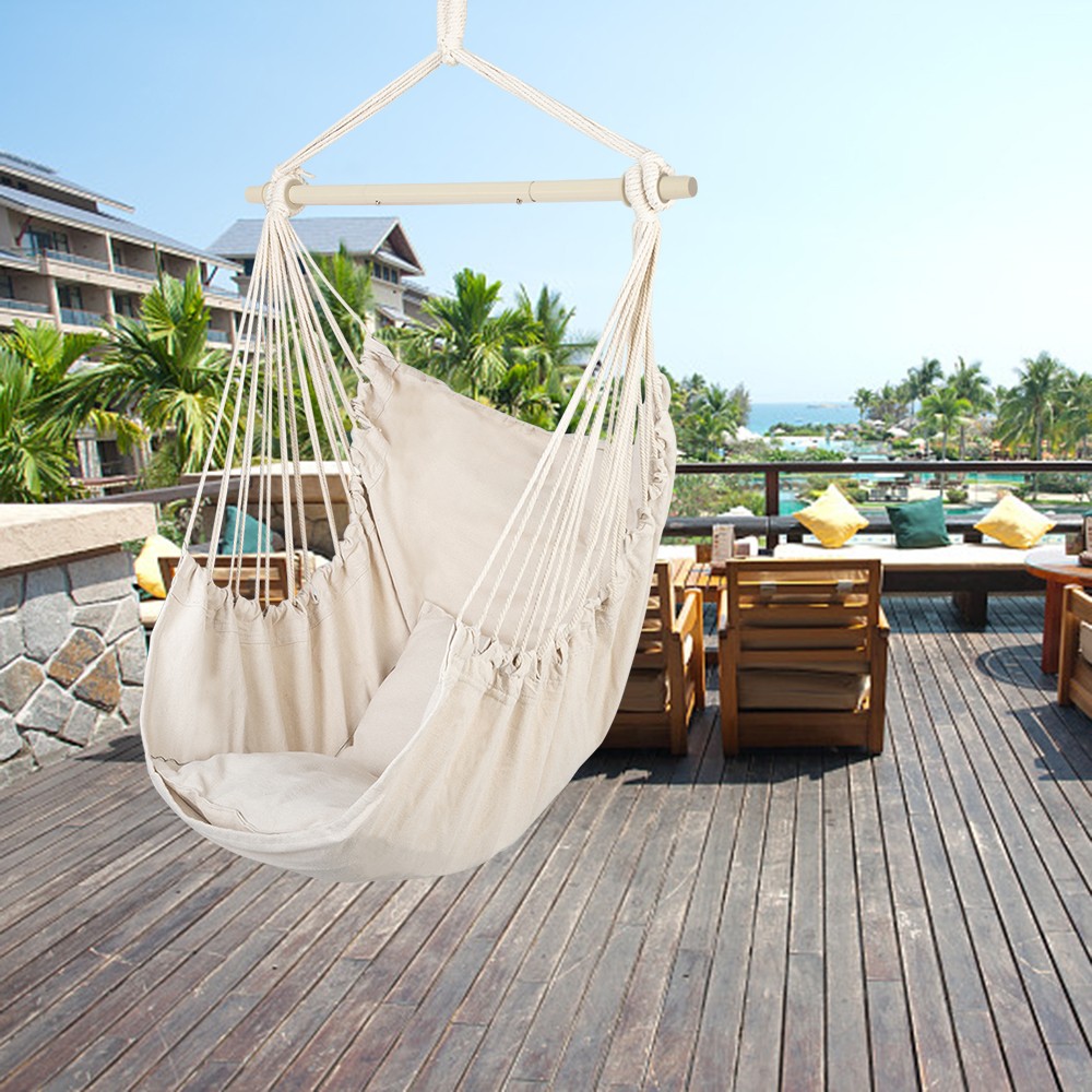 Hammock Swing Chair Hanging Rope Chair Cotton Porch Seat Seating Wear-Resistant