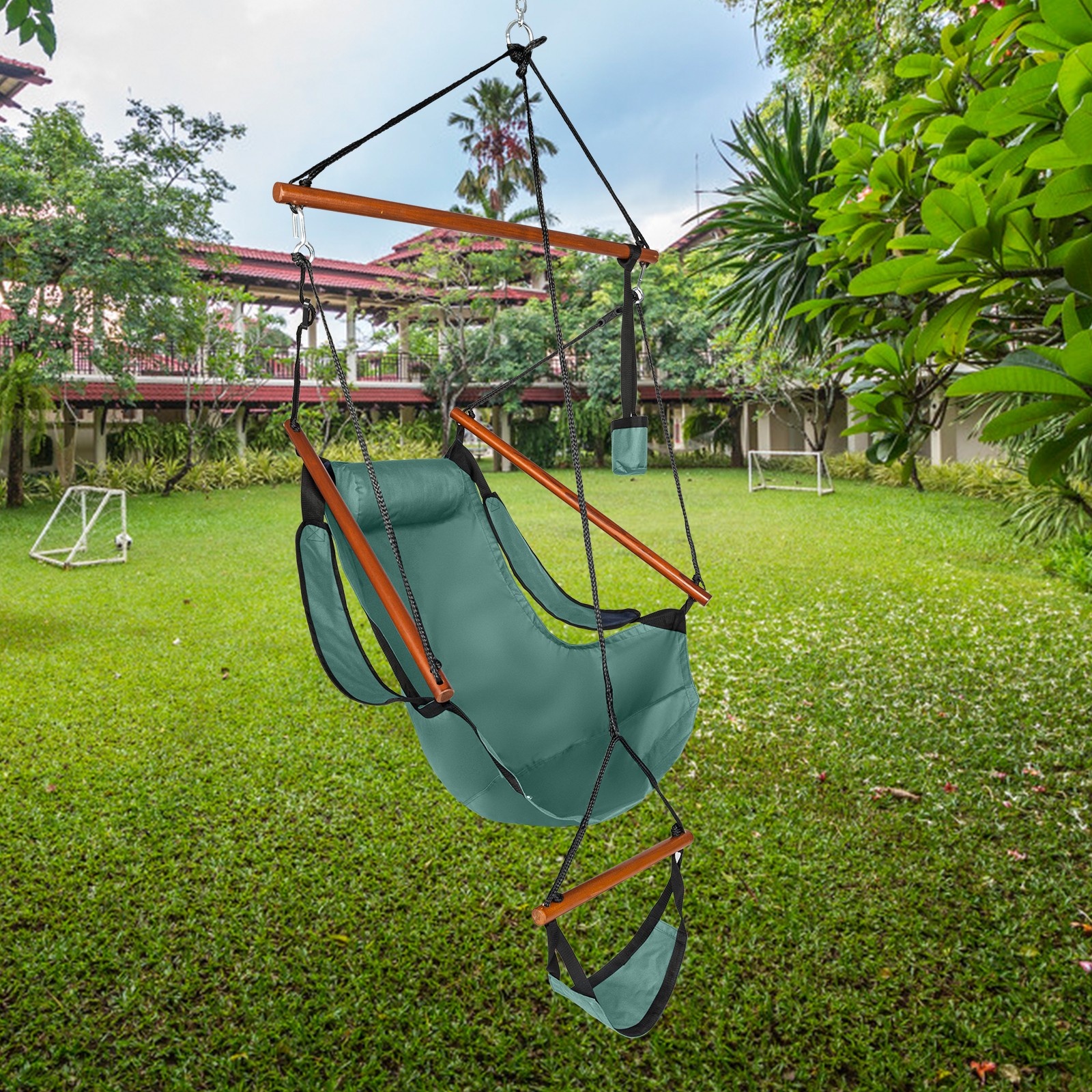 Hammock Hanging Sky Chair Air Deluxe Swing Chair Outdoor With Cup Holder 4 Color