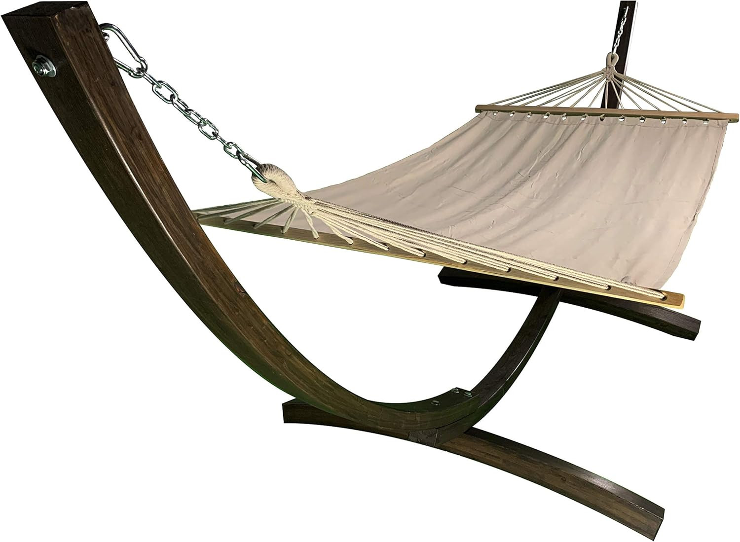 12 Ft. Water Treated Wooden Arc Hammock Stand + Premium Quilted Hammock Bed. 1 P